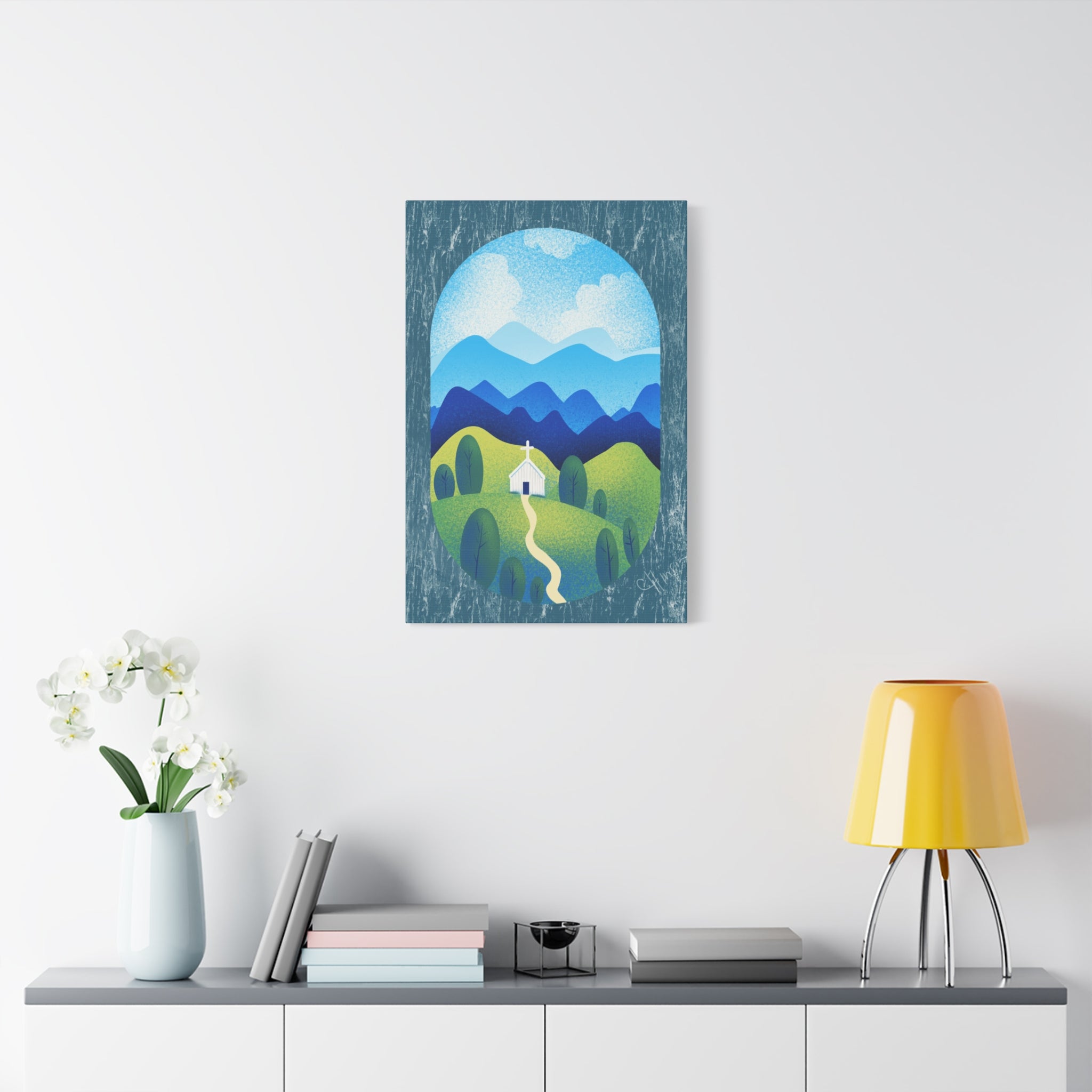 Faith in the Valley – Scenic Church Canvas Wall Art