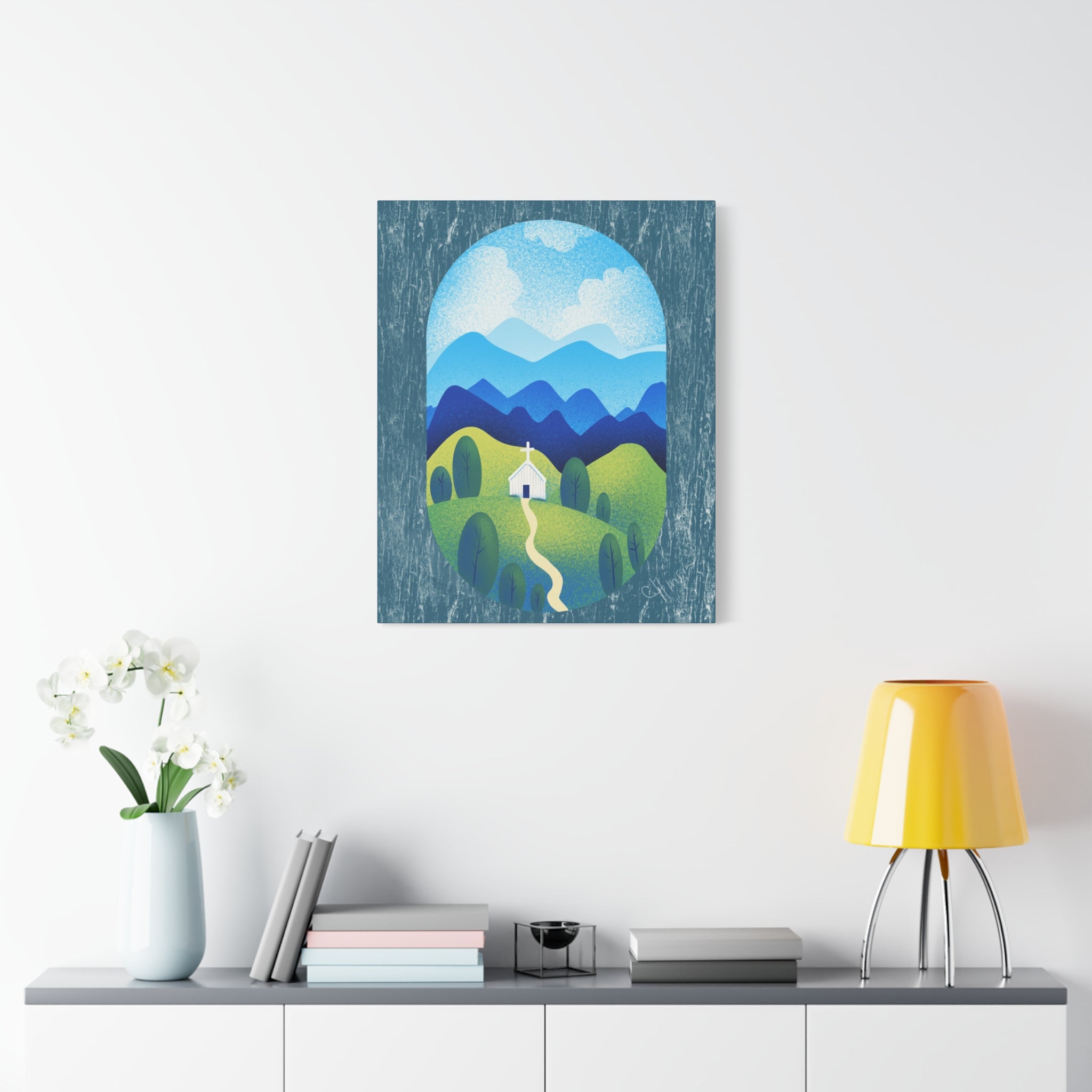Faith in the Valley – Scenic Church Canvas Wall Art