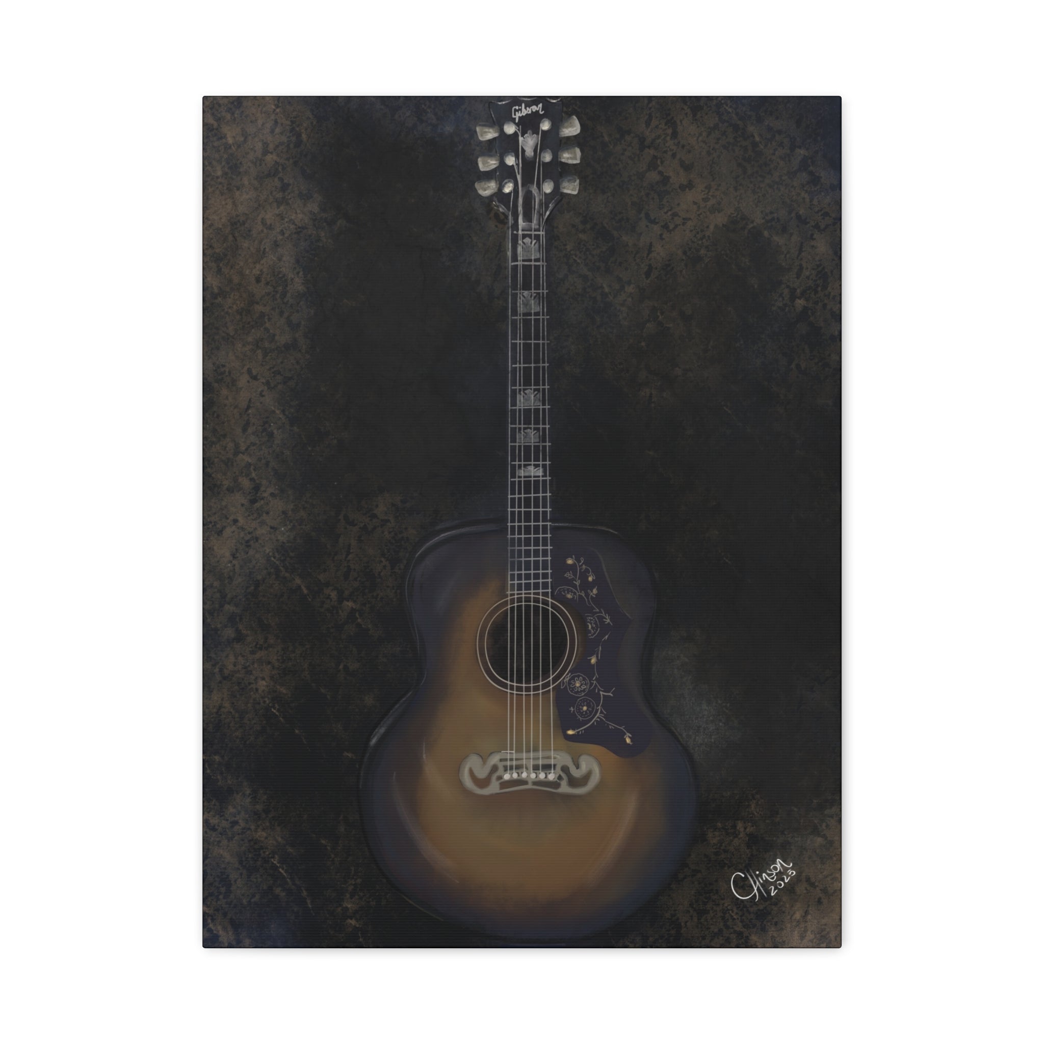 “Gibson Guitar” – Canvas Print of Artwork by Christy Hinson