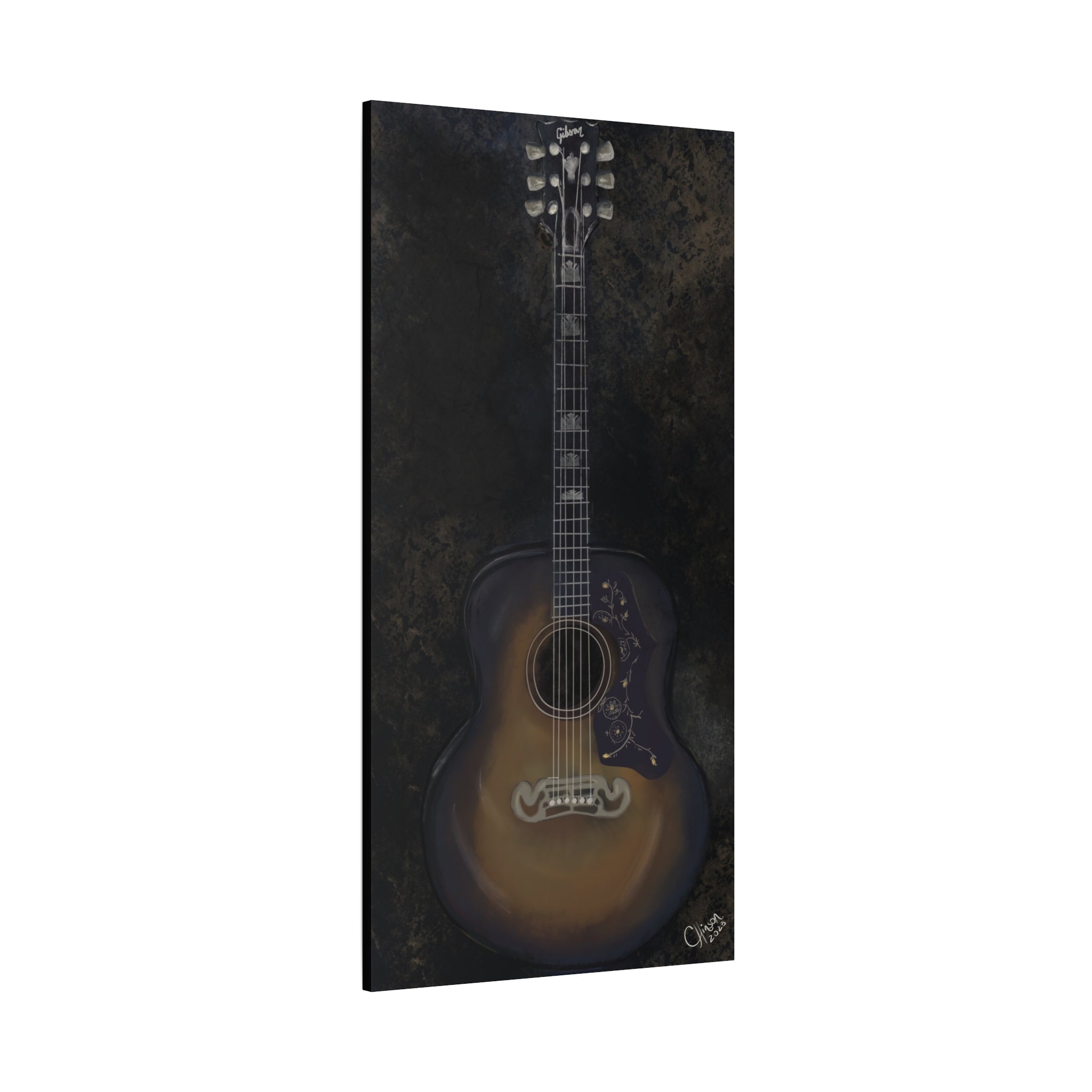 “Gibson Guitar” – Canvas Print of Artwork by Christy Hinson