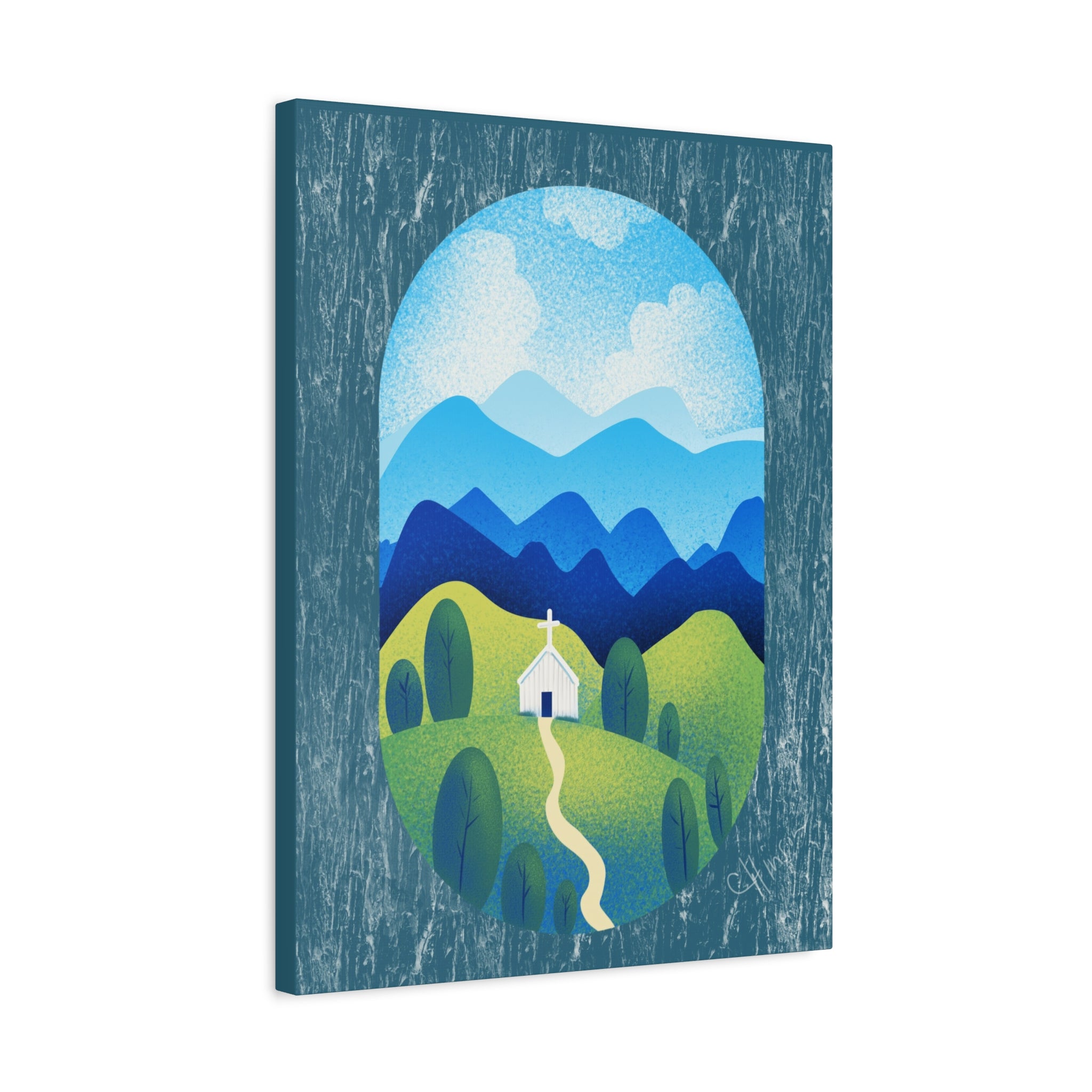 Faith in the Valley – Scenic Church Canvas Wall Art