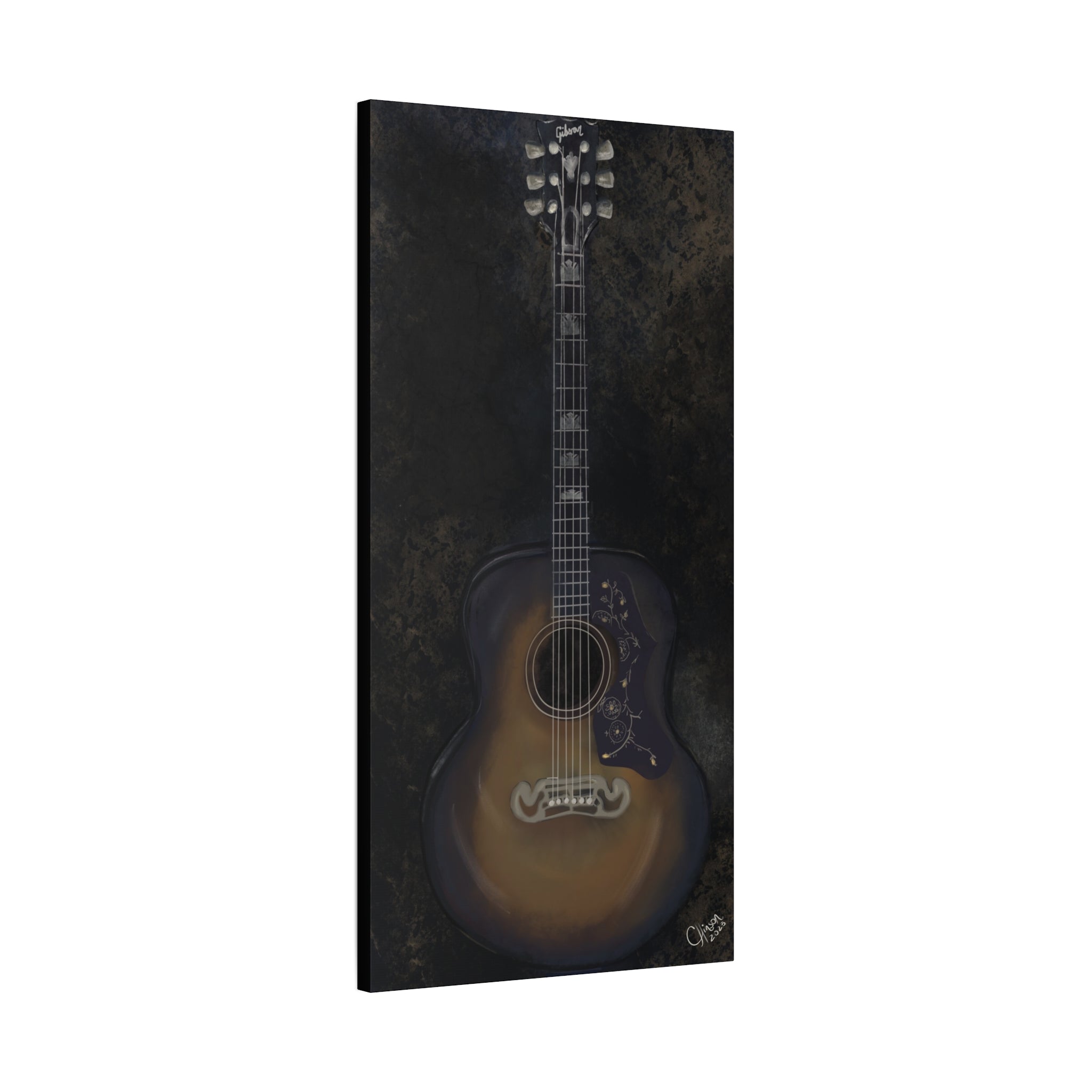 “Gibson Guitar” – Canvas Print of Artwork by Christy Hinson