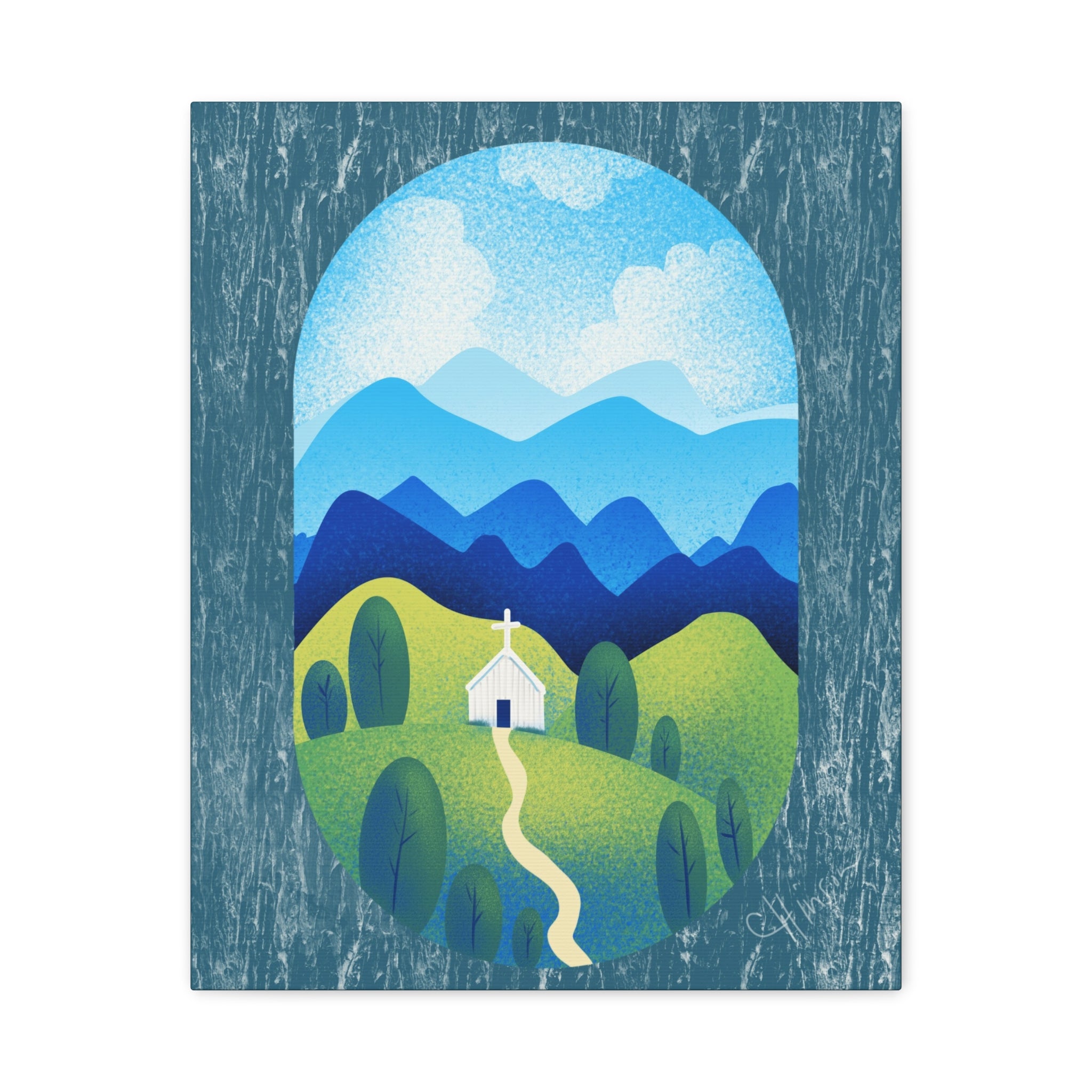 Faith in the Valley – Scenic Church Canvas Wall Art