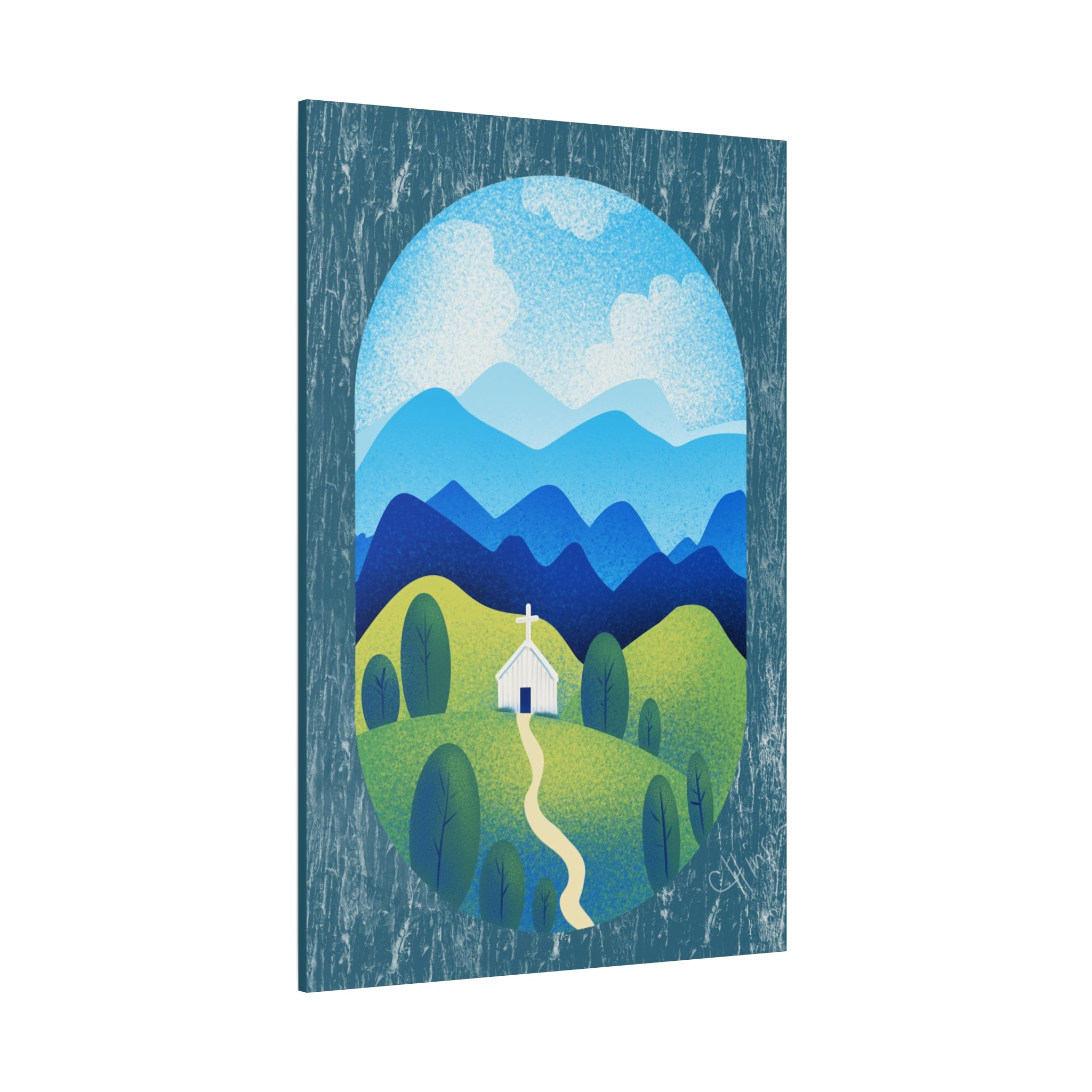 Faith in the Valley – Scenic Church Canvas Wall Art