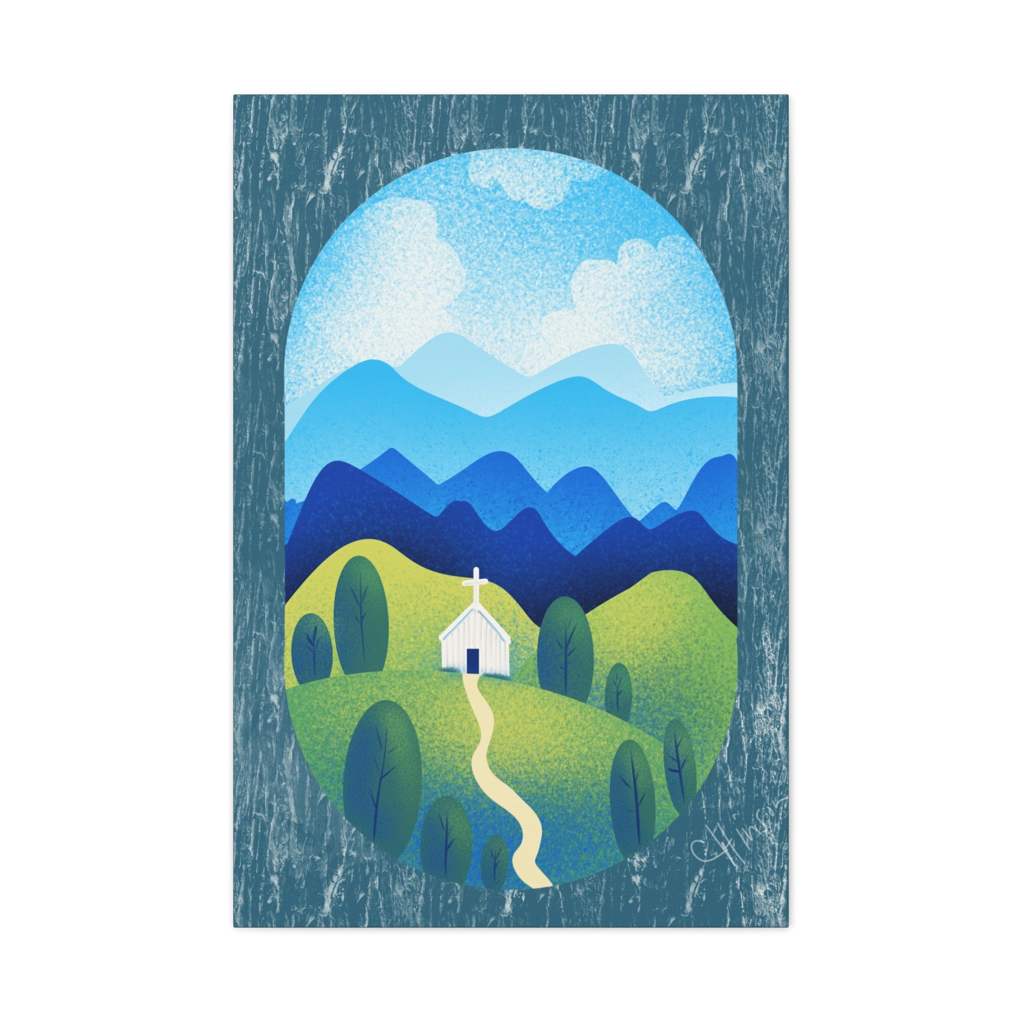 Faith in the Valley – Scenic Church Canvas Wall Art