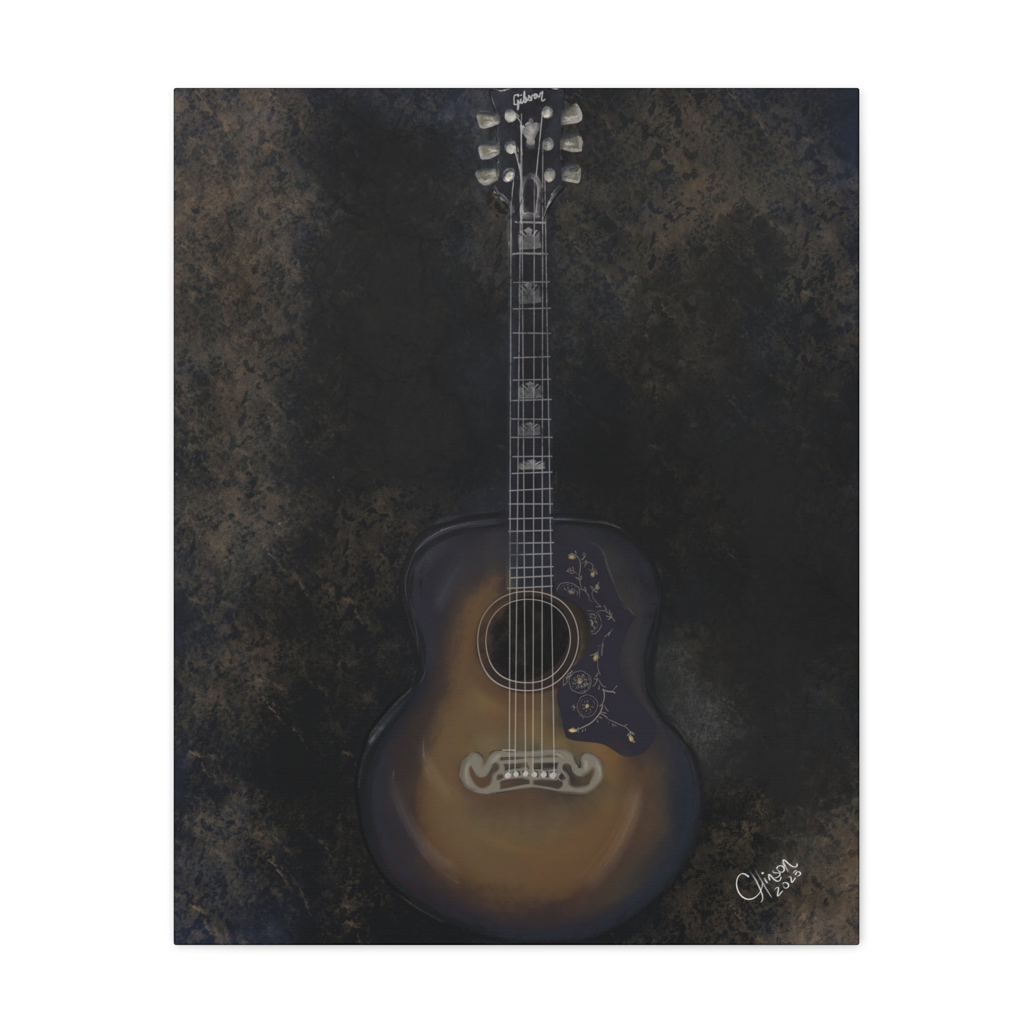 “Gibson Guitar” – Canvas Print of Artwork by Christy Hinson