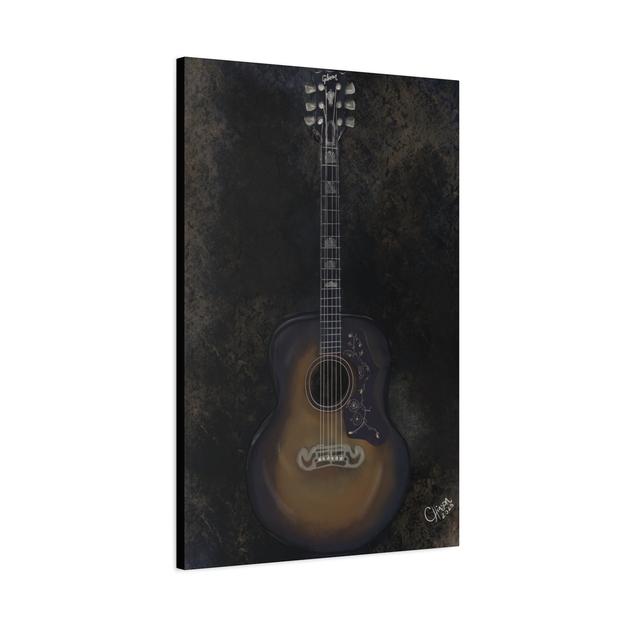 “Gibson Guitar” – Canvas Print of Artwork by Christy Hinson
