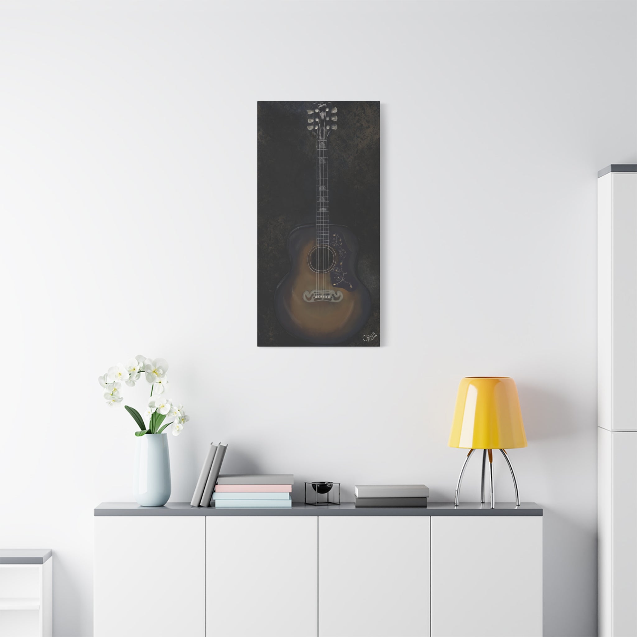“Gibson Guitar” – Canvas Print of Artwork by Christy Hinson