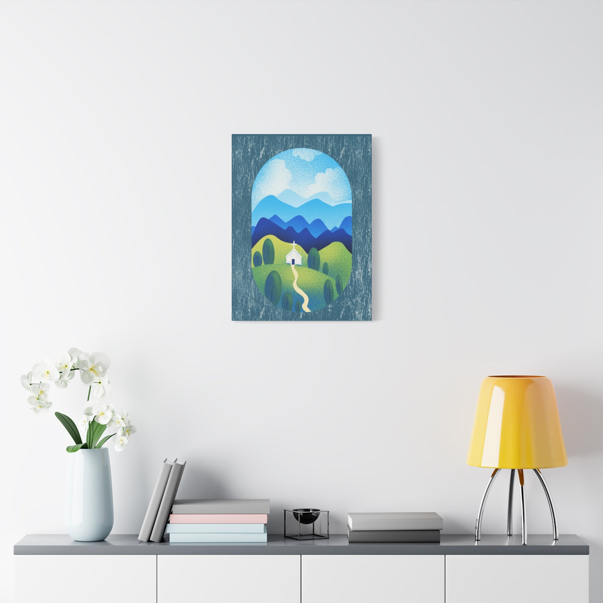Faith in the Valley – Scenic Church Canvas Wall Art