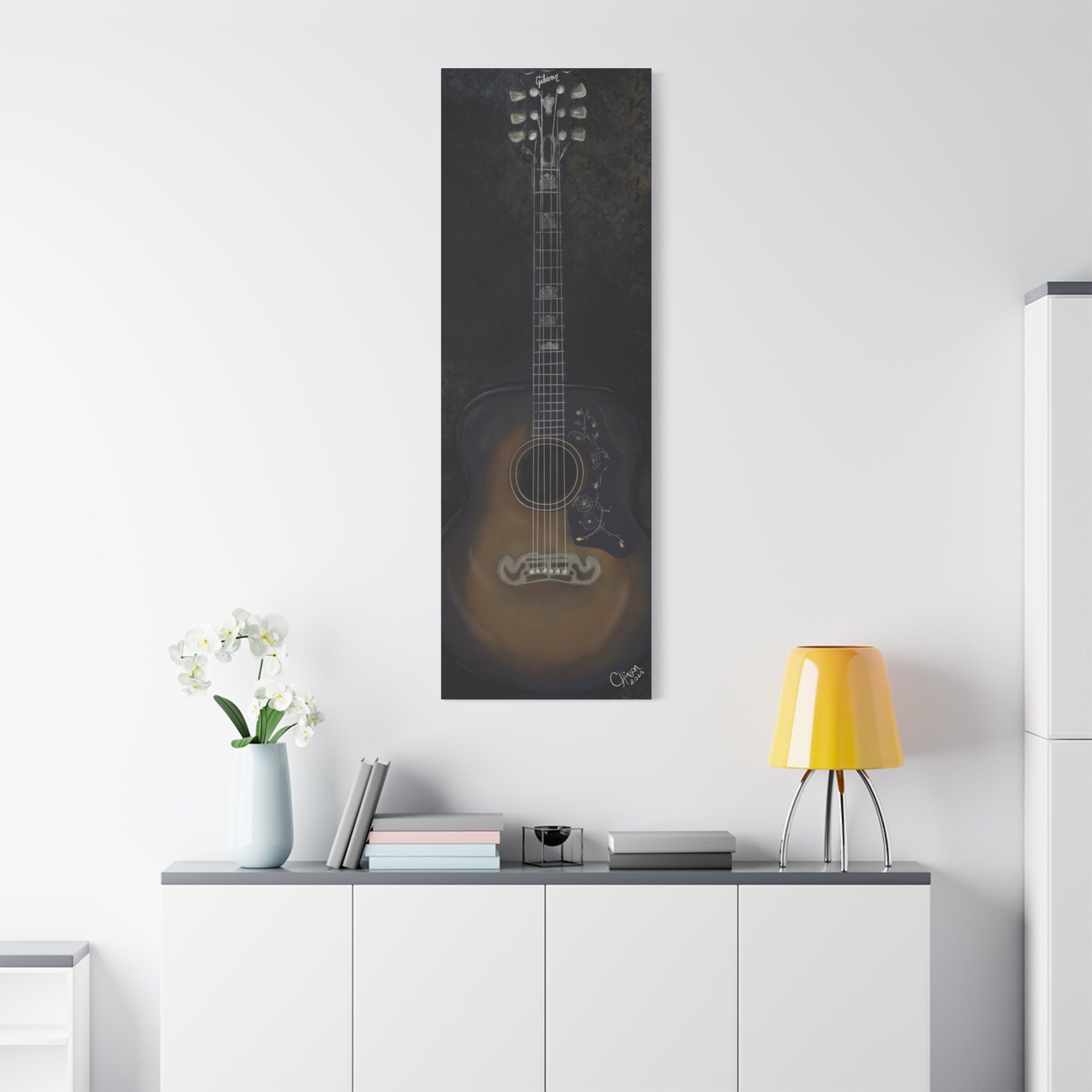 “Gibson Guitar” – Canvas Print of Artwork by Christy Hinson