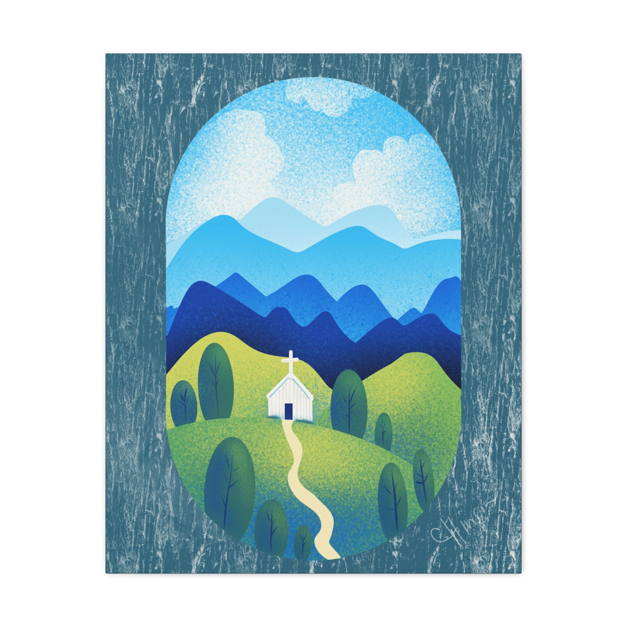 Faith in the Valley – Scenic Church Canvas Wall Art