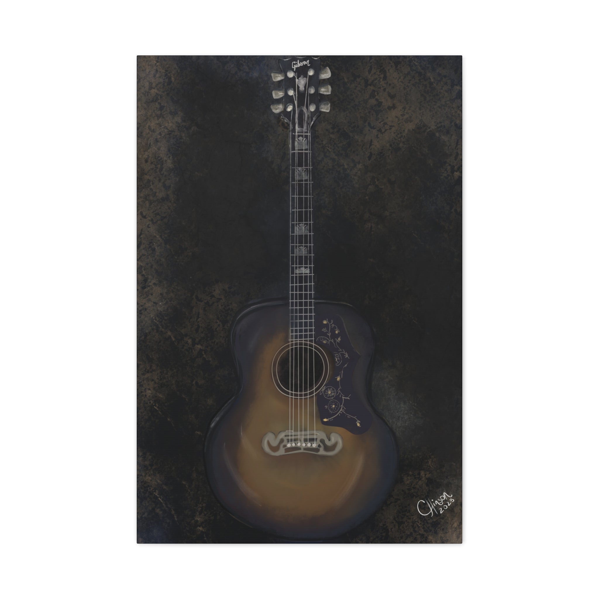 “Gibson Guitar” – Canvas Print of Artwork by Christy Hinson