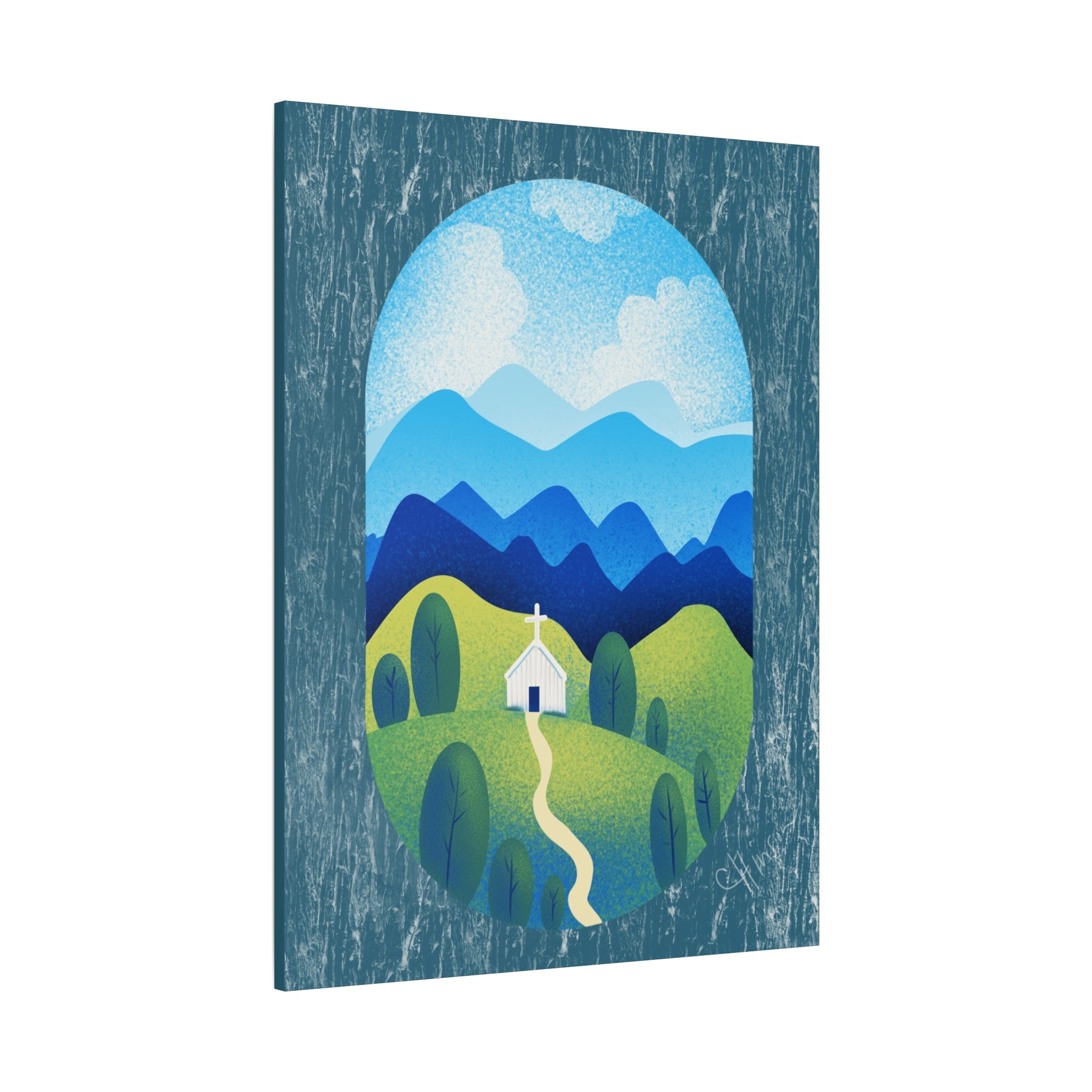 Faith in the Valley – Scenic Church Canvas Wall Art