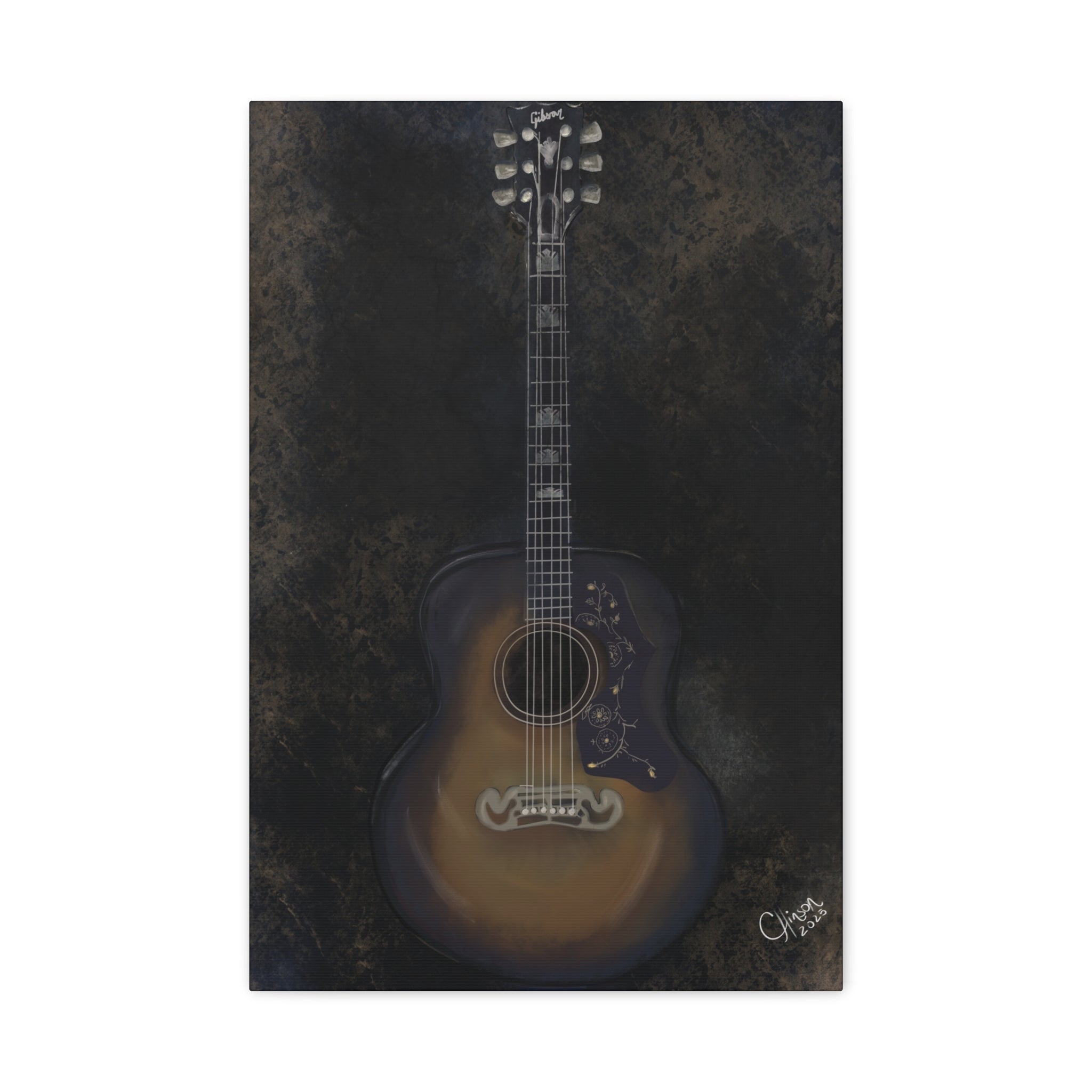 “Gibson Guitar” – Canvas Print of Artwork by Christy Hinson