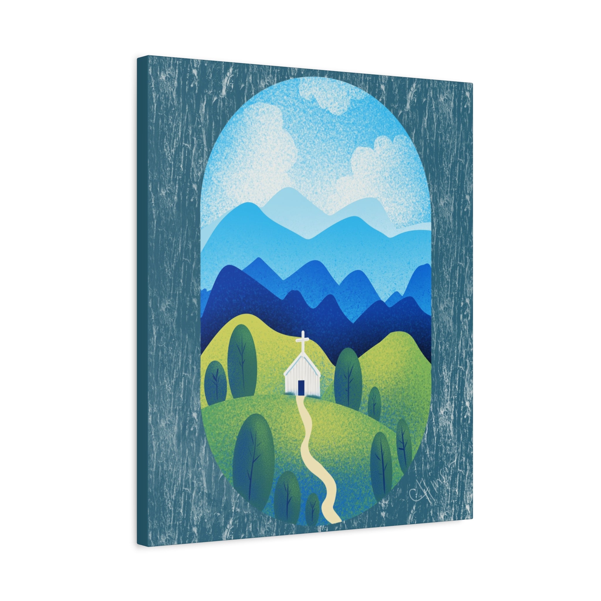 Faith in the Valley – Scenic Church Canvas Wall Art