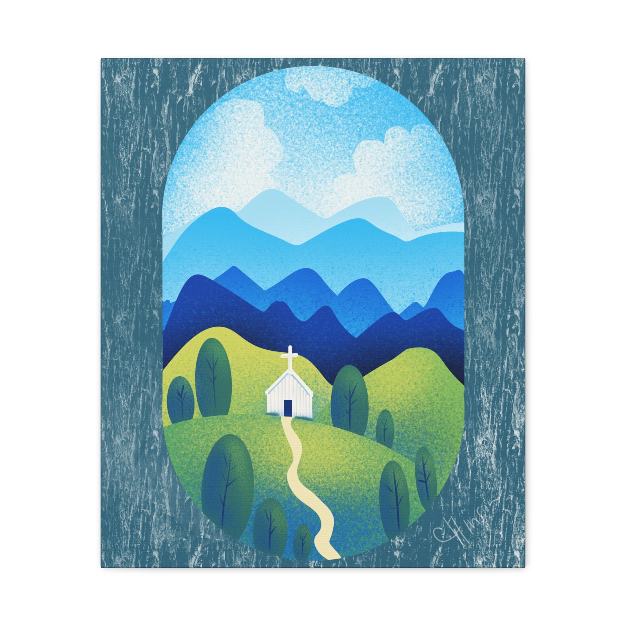 Faith in the Valley – Scenic Church Canvas Wall Art