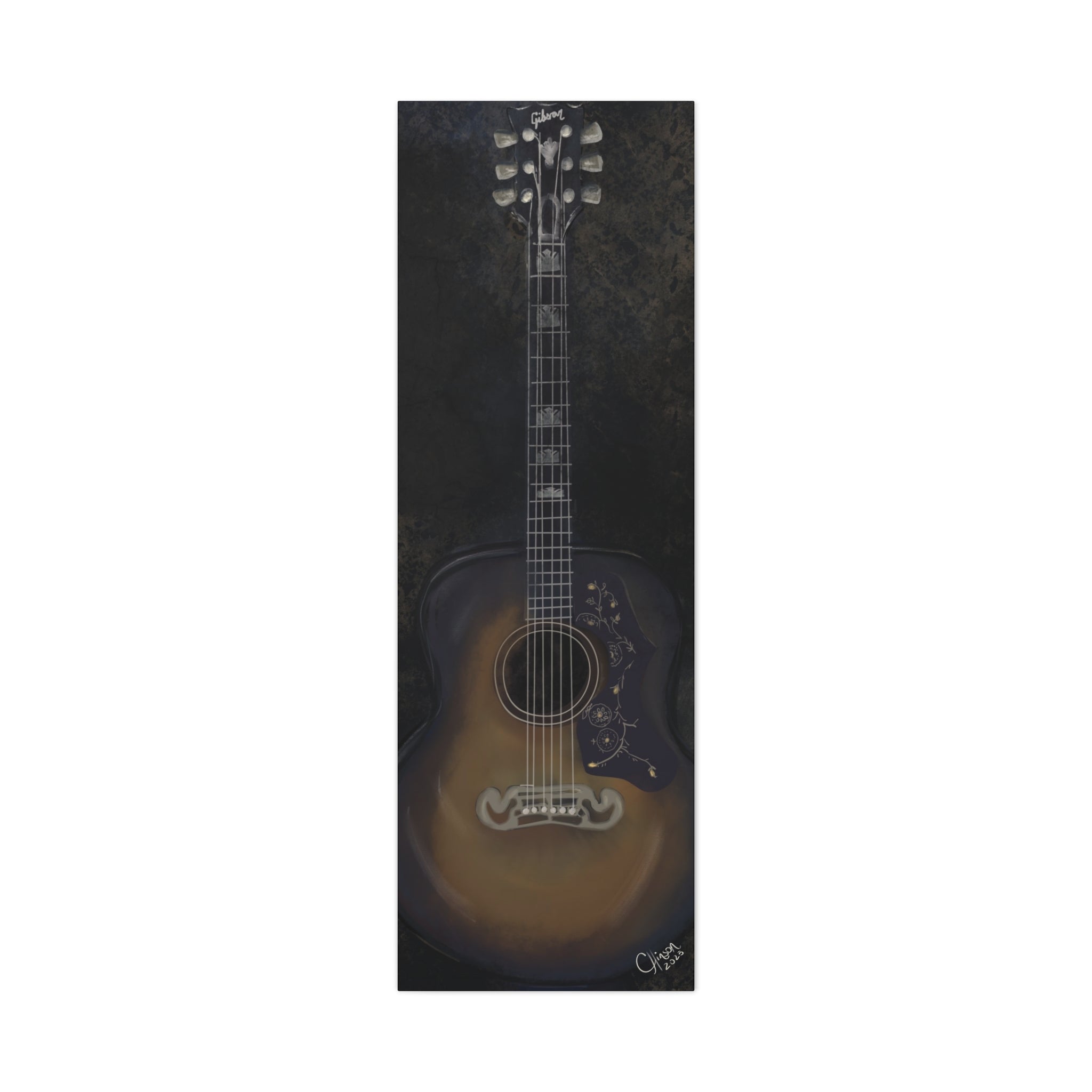 “Gibson Guitar” – Canvas Print of Artwork by Christy Hinson