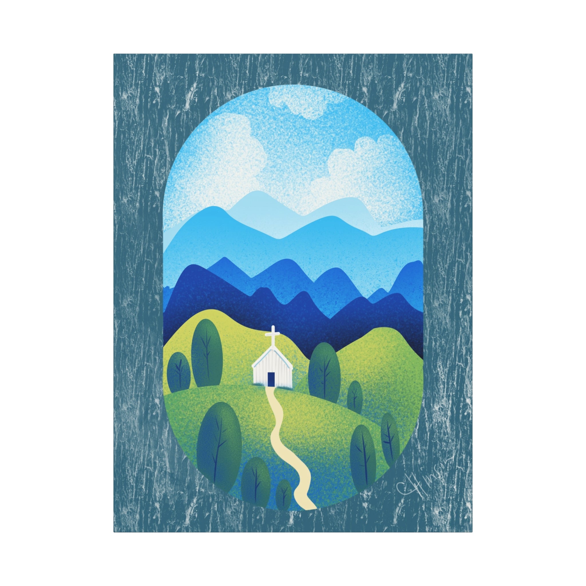 Faith in the Valley – Scenic Church Canvas Wall Art