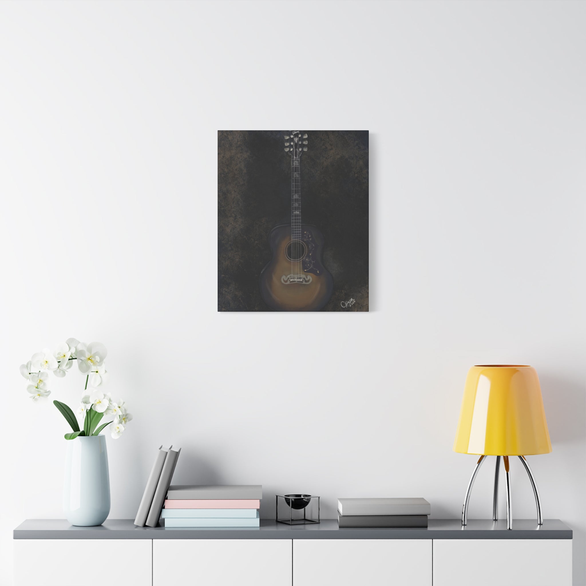 “Gibson Guitar” – Canvas Print of Artwork by Christy Hinson