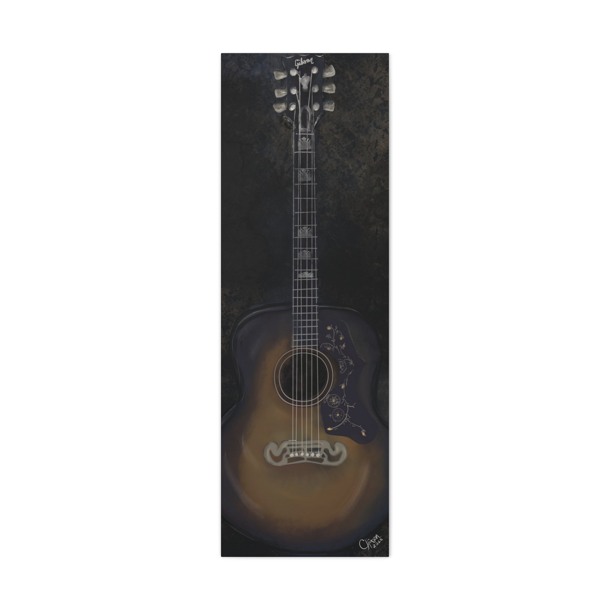 “Gibson Guitar” – Canvas Print of Artwork by Christy Hinson