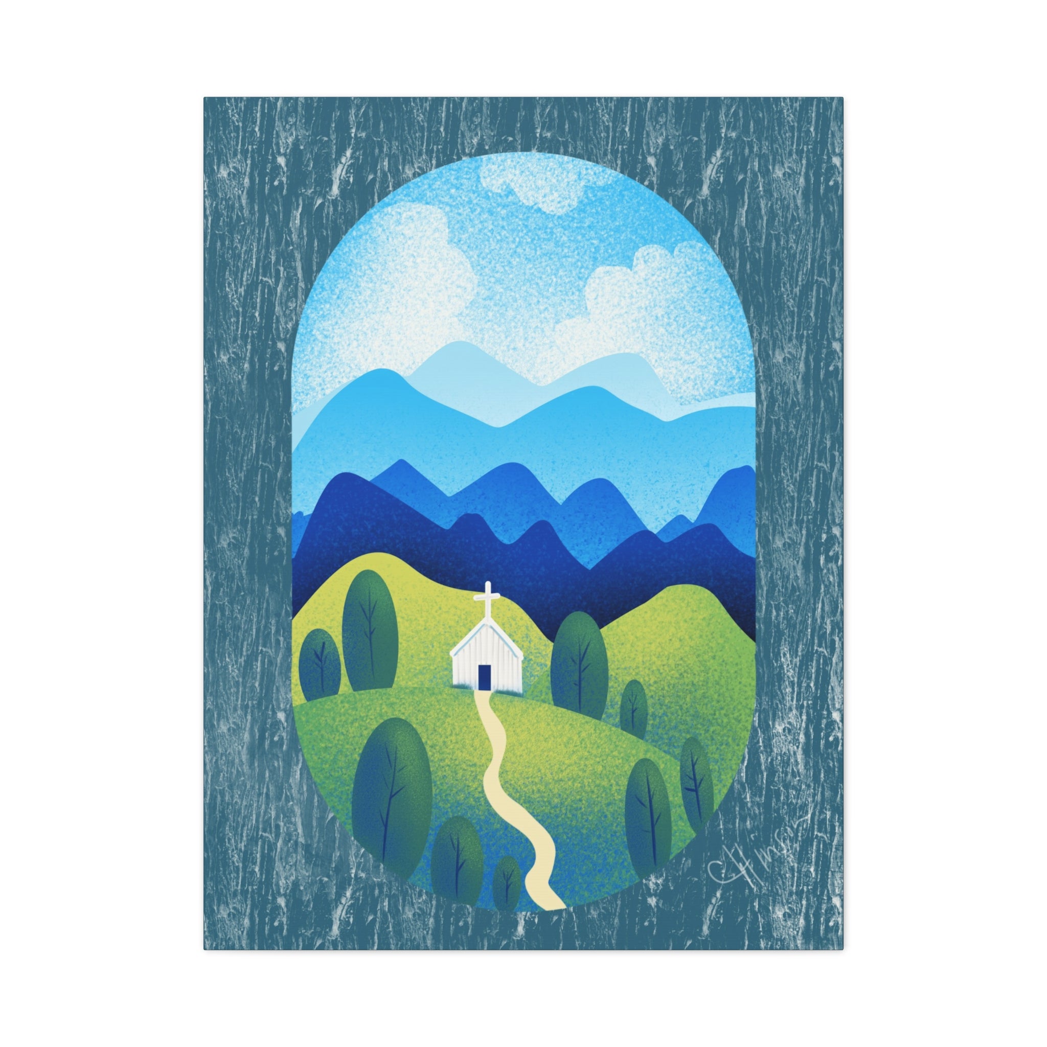 Faith in the Valley – Scenic Church Canvas Wall Art