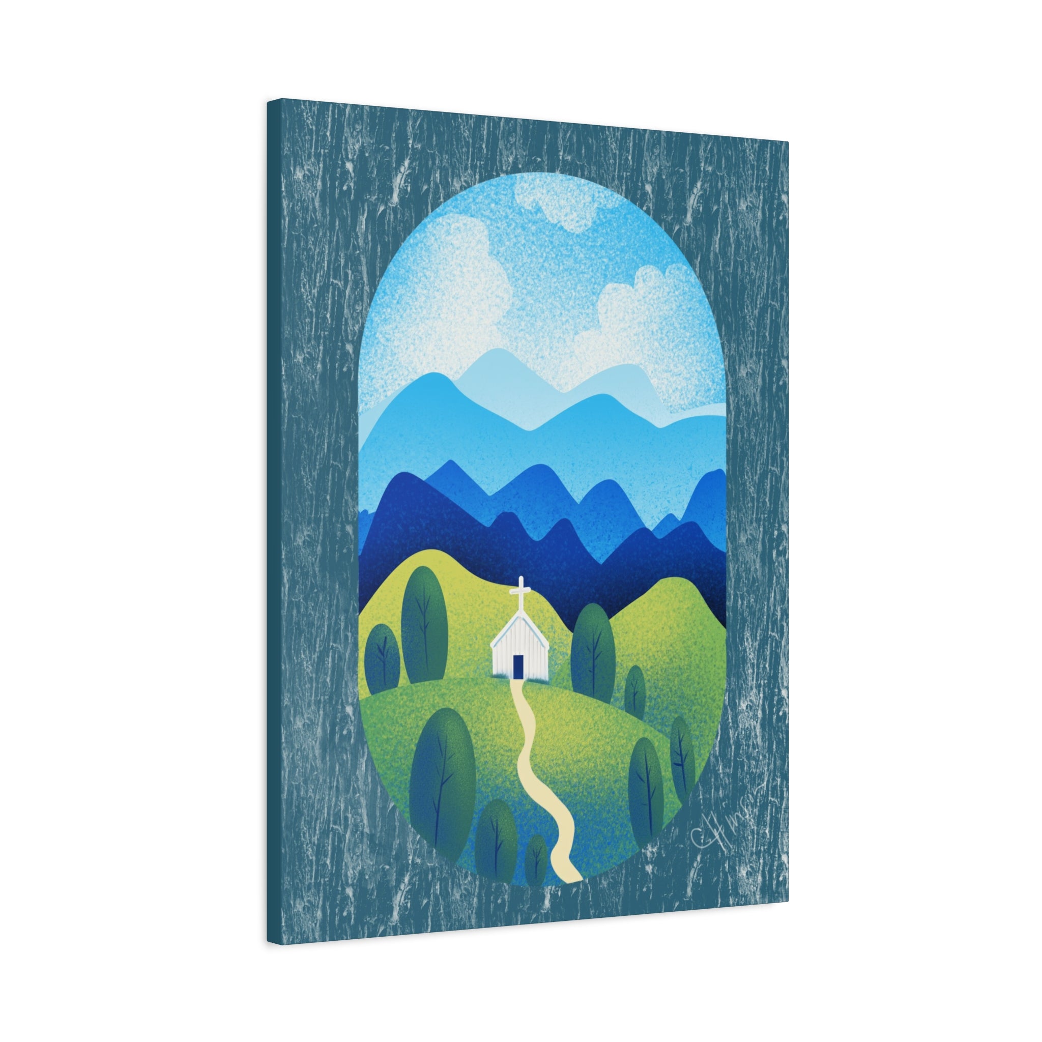 Faith in the Valley – Scenic Church Canvas Wall Art