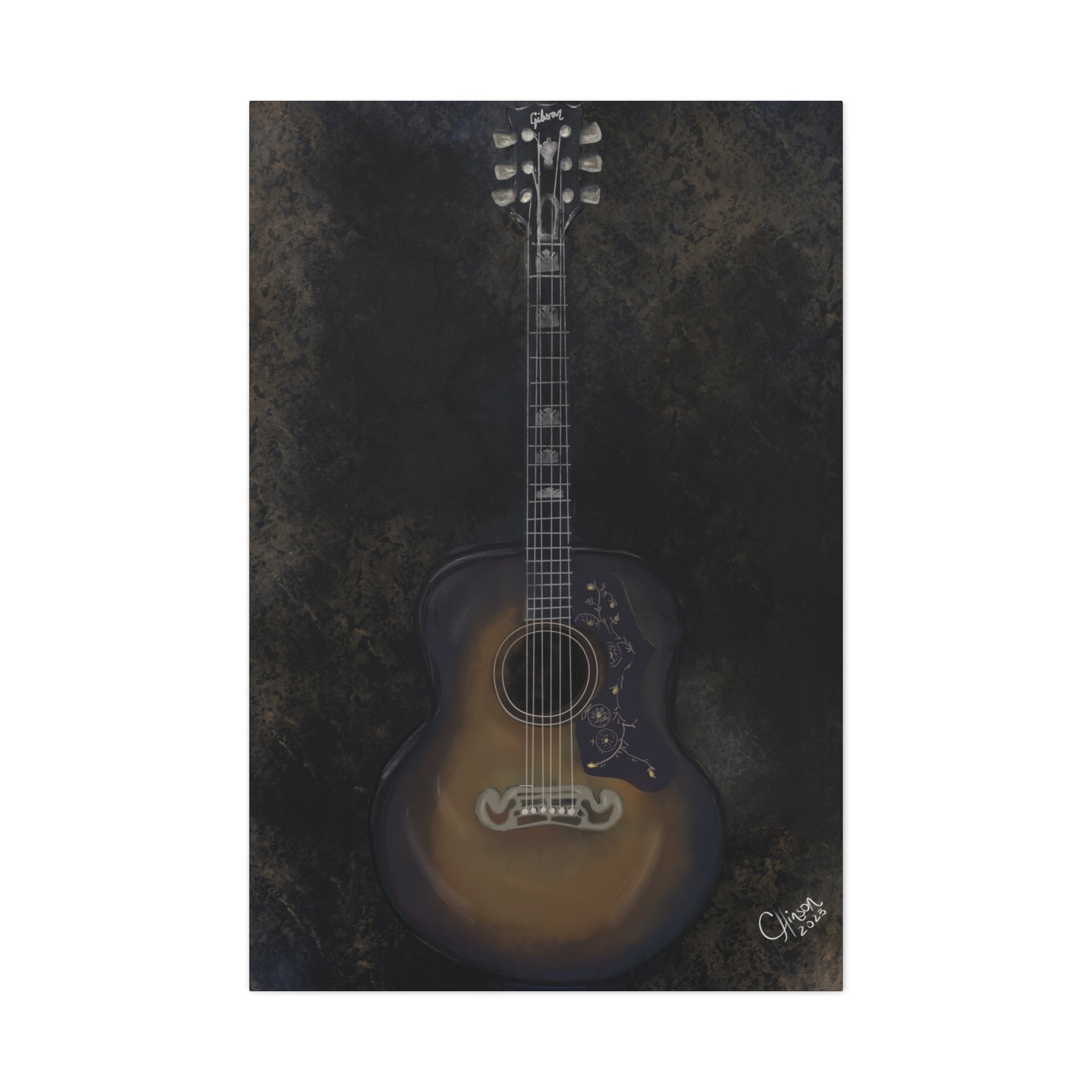 “Gibson Guitar” – Canvas Print of Artwork by Christy Hinson