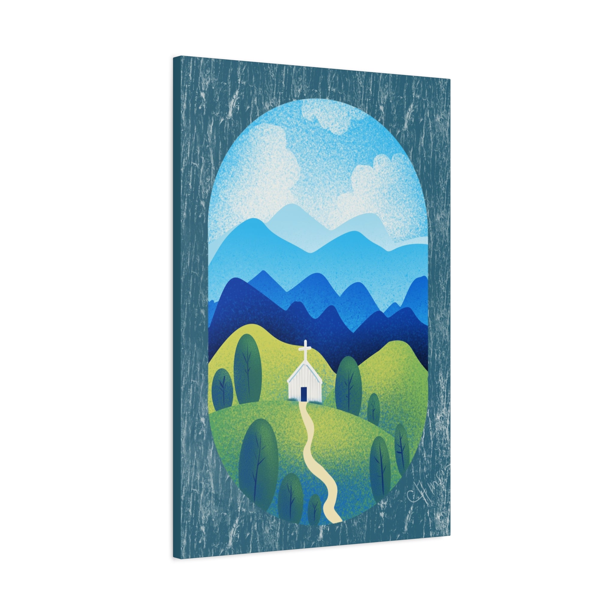 Faith in the Valley – Scenic Church Canvas Wall Art