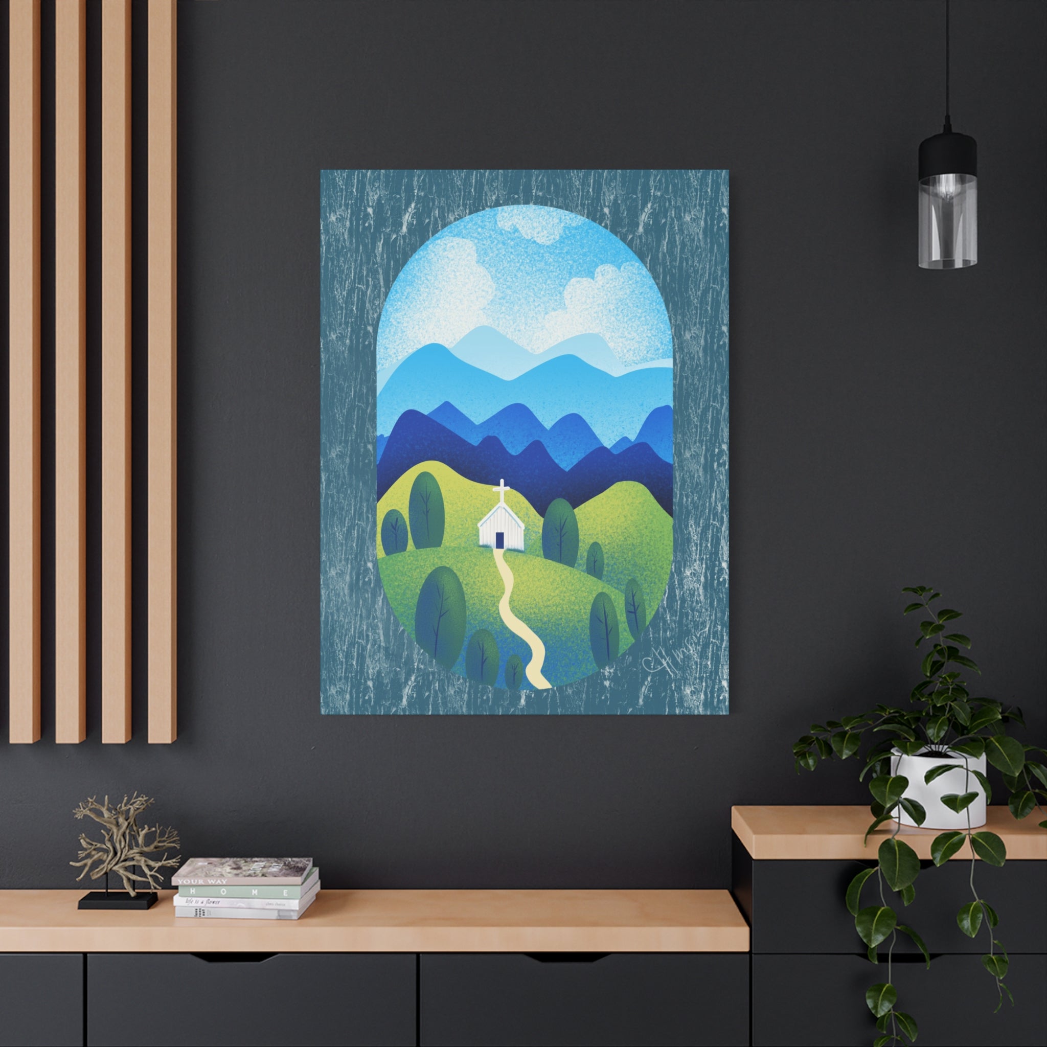 Faith in the Valley – Scenic Church Canvas Wall Art