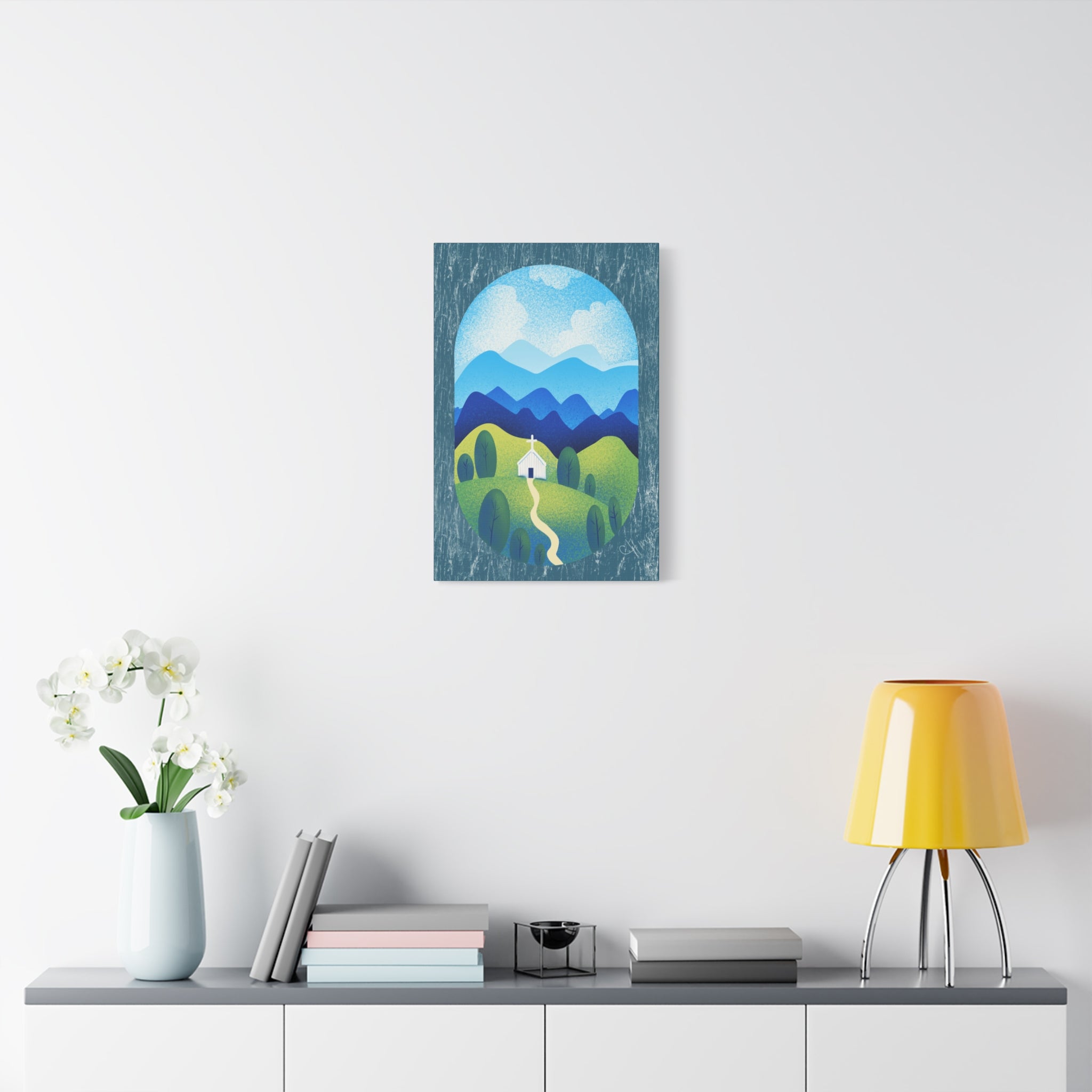 Faith in the Valley – Scenic Church Canvas Wall Art