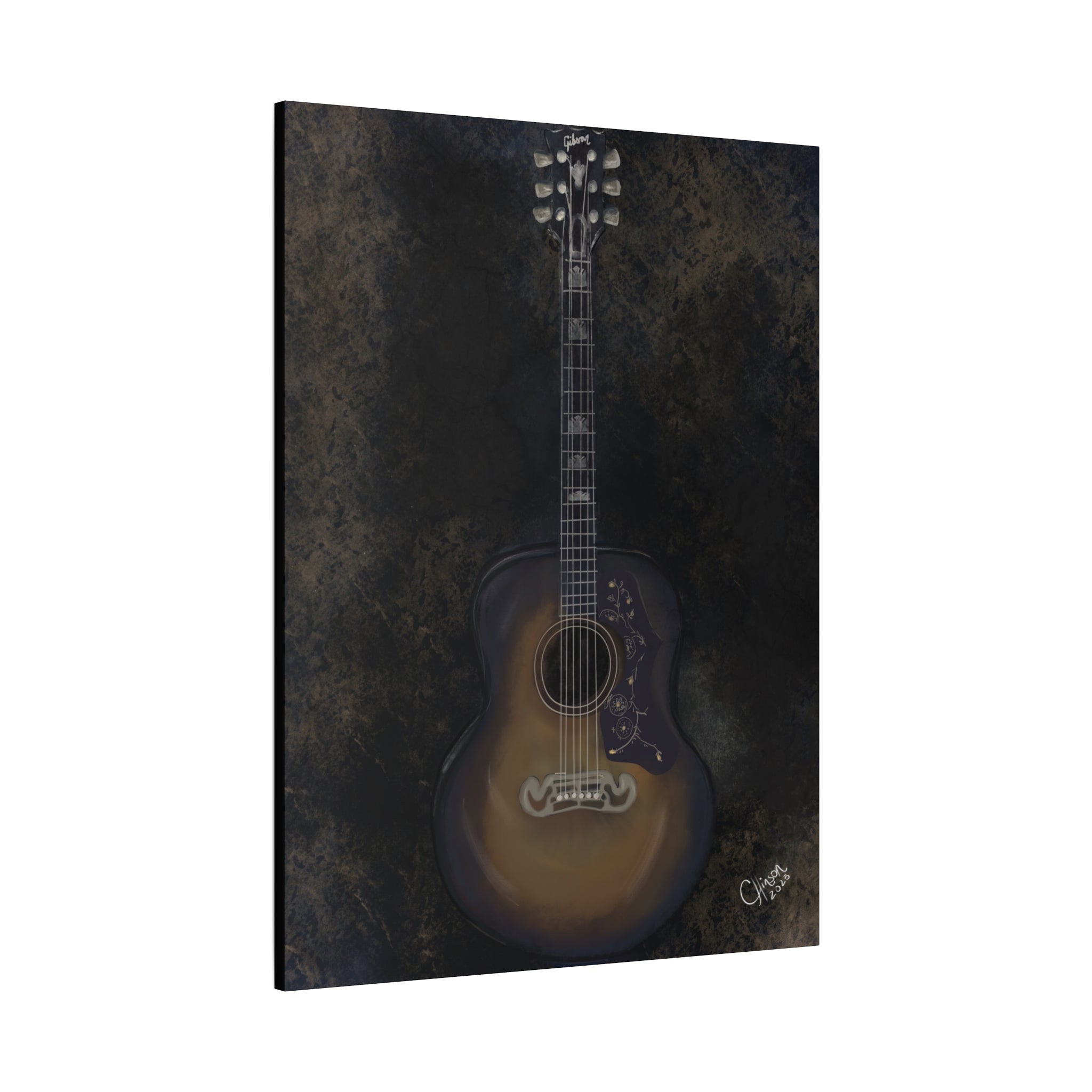 “Gibson Guitar” – Canvas Print of Artwork by Christy Hinson