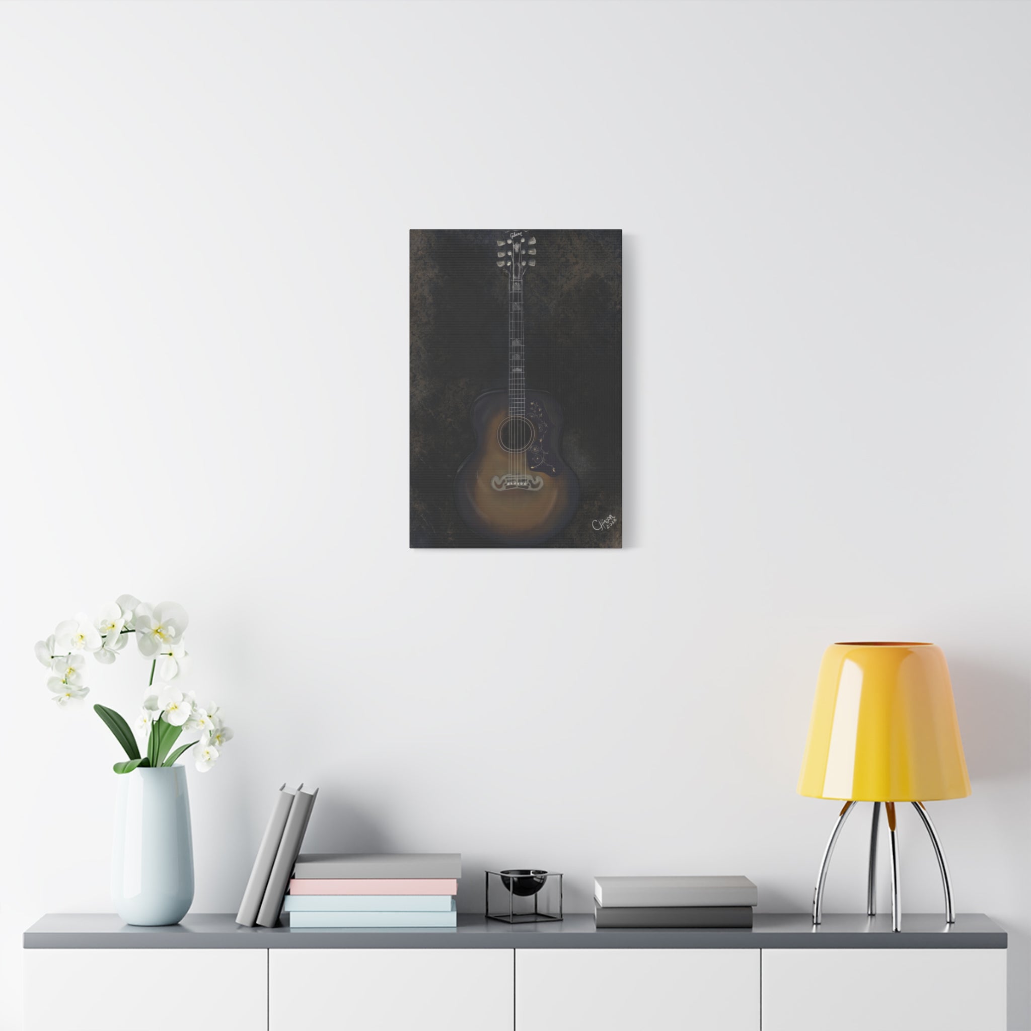 “Gibson Guitar” – Canvas Print of Artwork by Christy Hinson