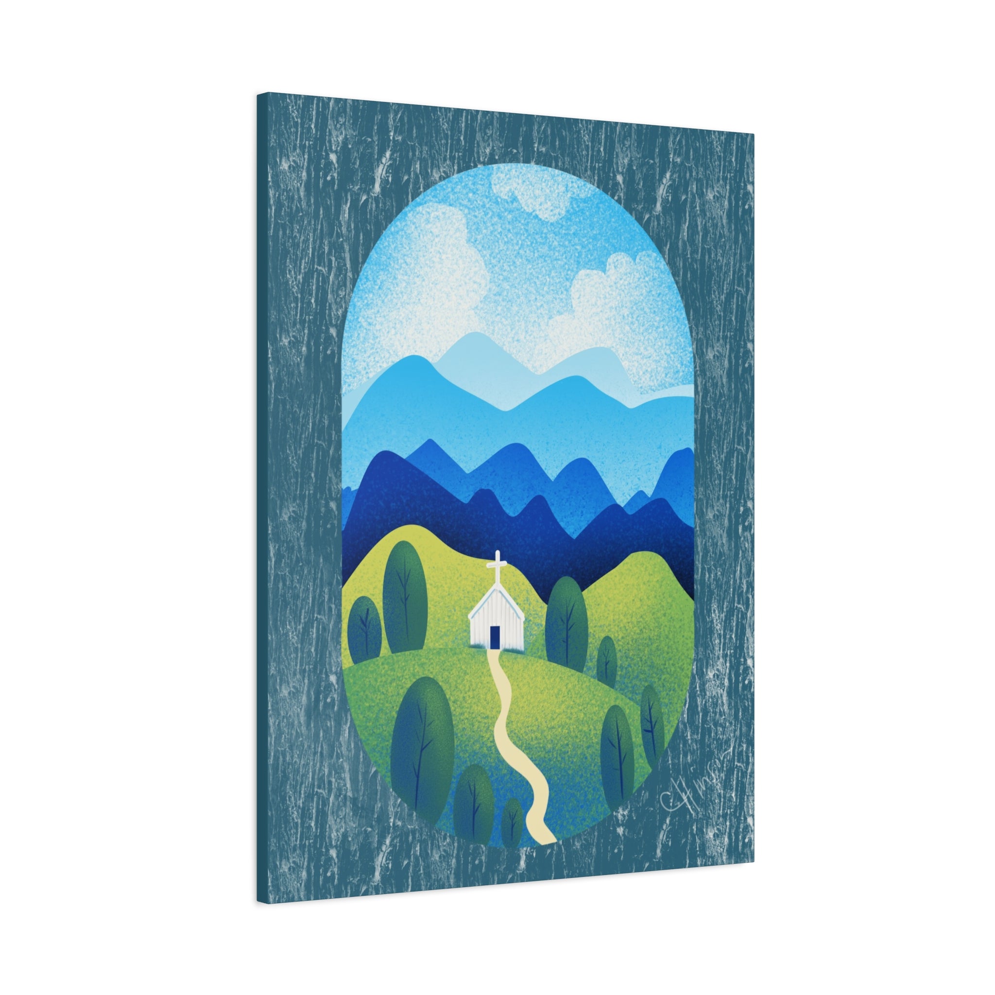 Faith in the Valley – Scenic Church Canvas Wall Art