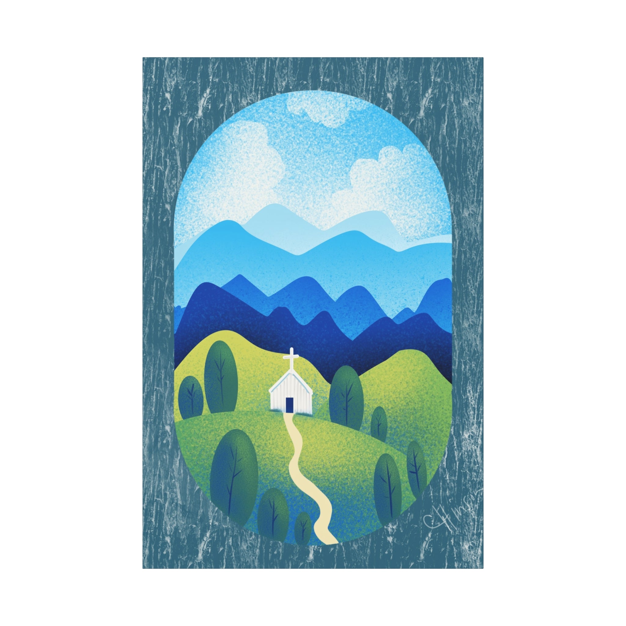 Faith in the Valley – Scenic Church Canvas Wall Art