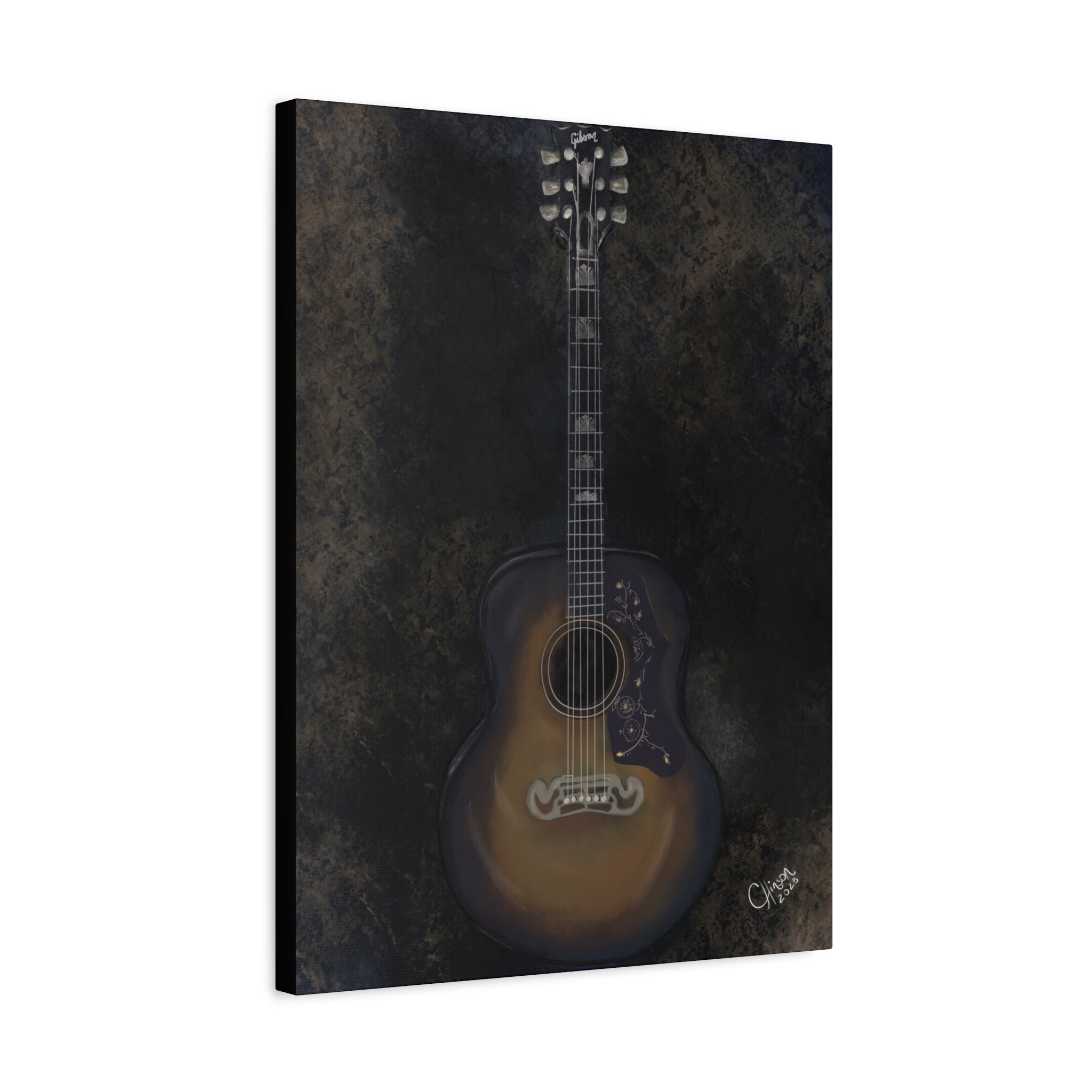 “Gibson Guitar” – Canvas Print of Artwork by Christy Hinson