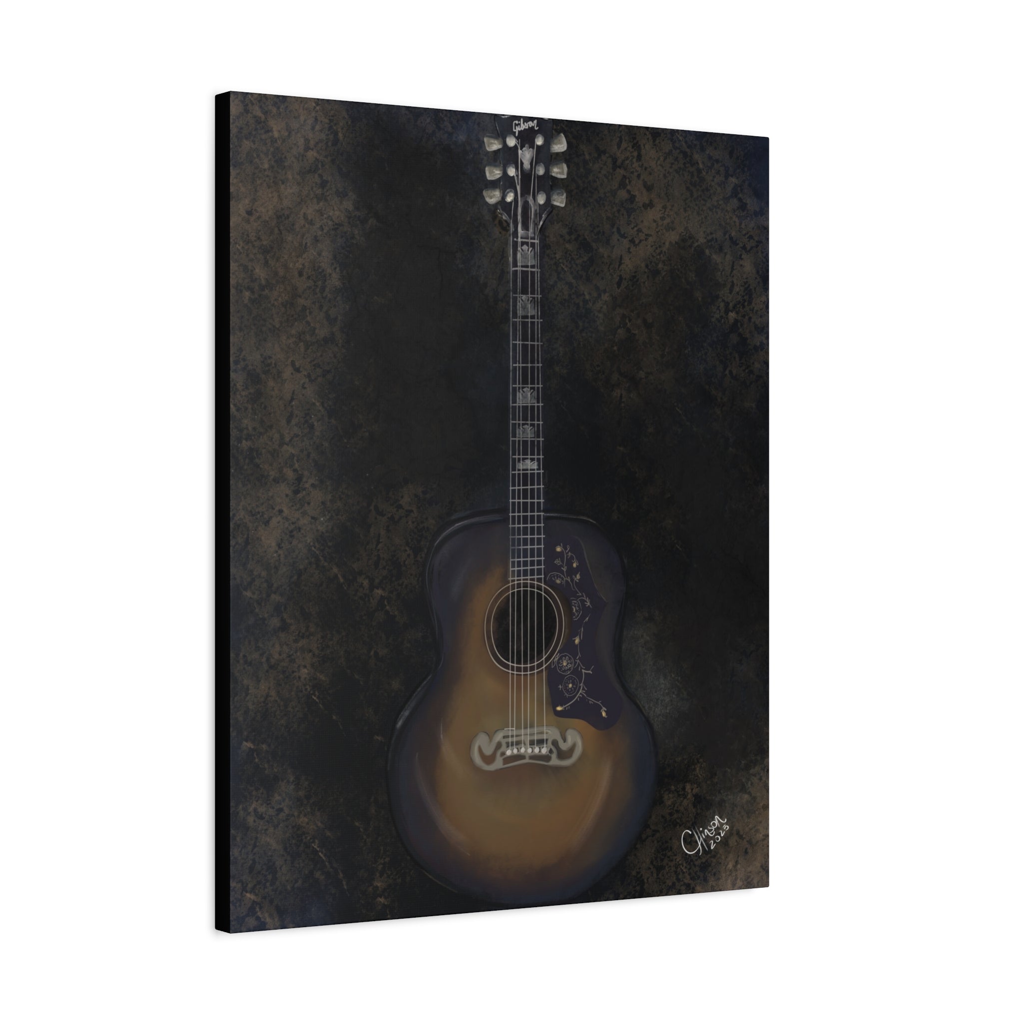 “Gibson Guitar” – Canvas Print of Artwork by Christy Hinson