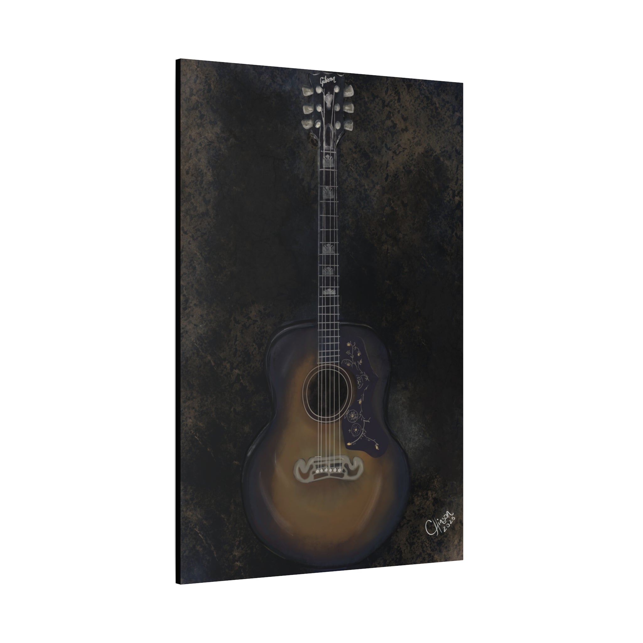 “Gibson Guitar” – Canvas Print of Artwork by Christy Hinson