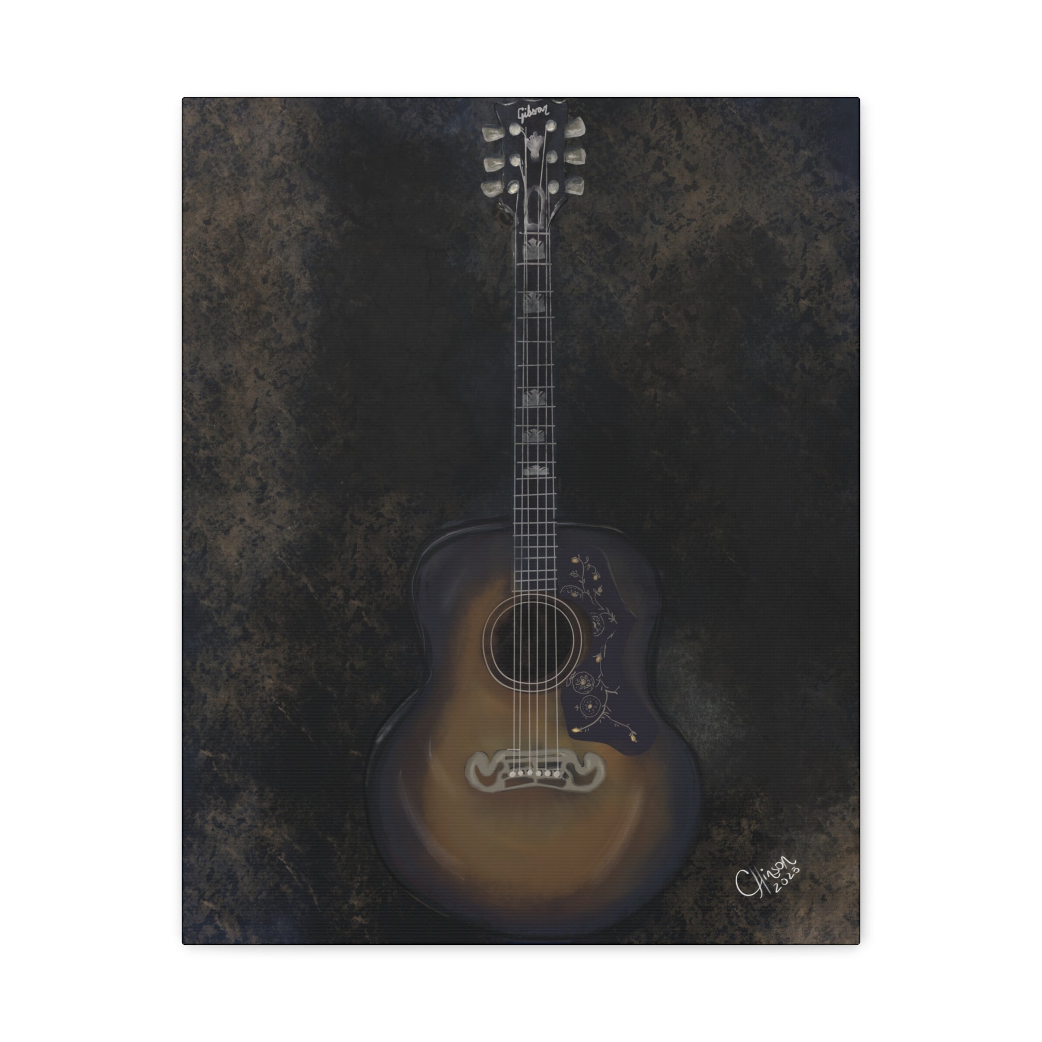 “Gibson Guitar” – Canvas Print of Artwork by Christy Hinson