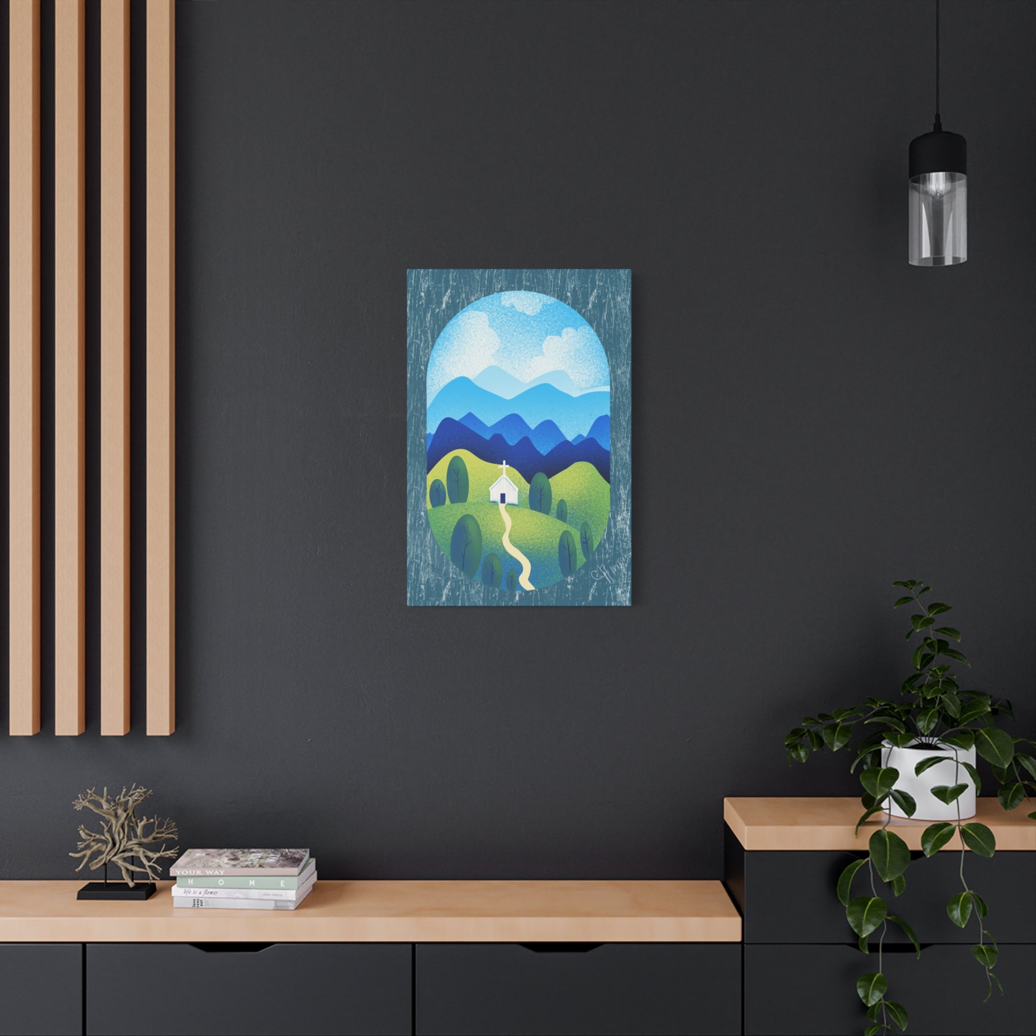 Faith in the Valley – Scenic Church Canvas Wall Art