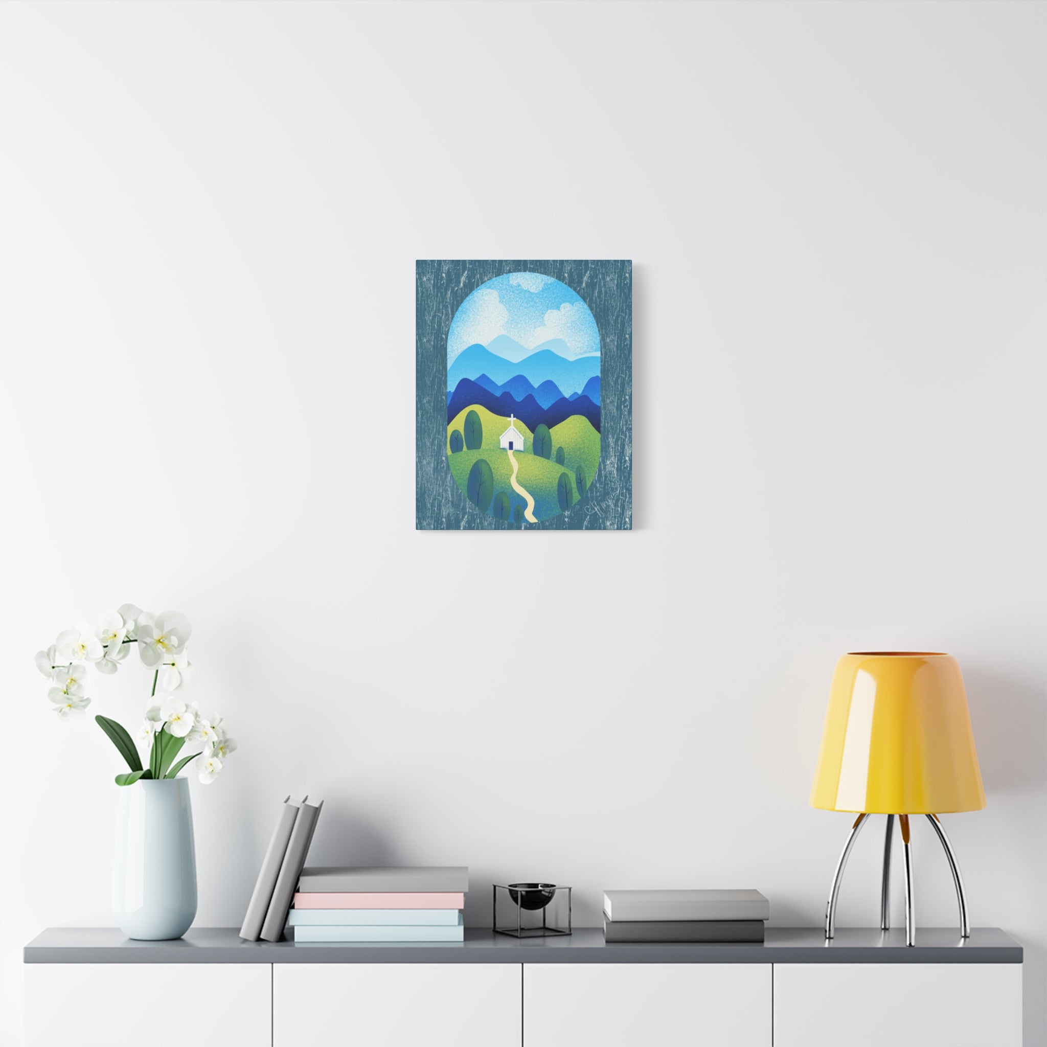 Faith in the Valley – Scenic Church Canvas Wall Art