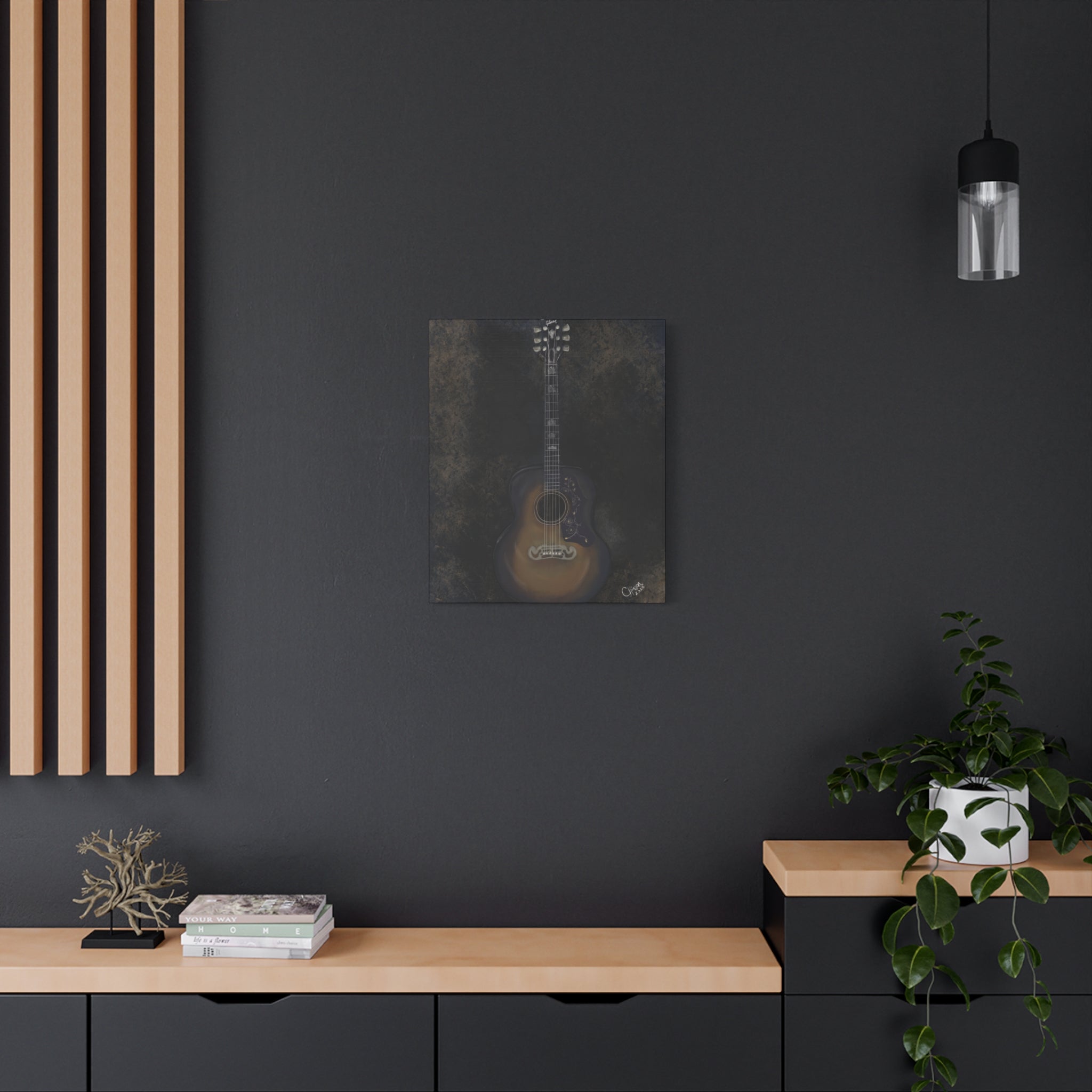 “Gibson Guitar” – Canvas Print of Artwork by Christy Hinson