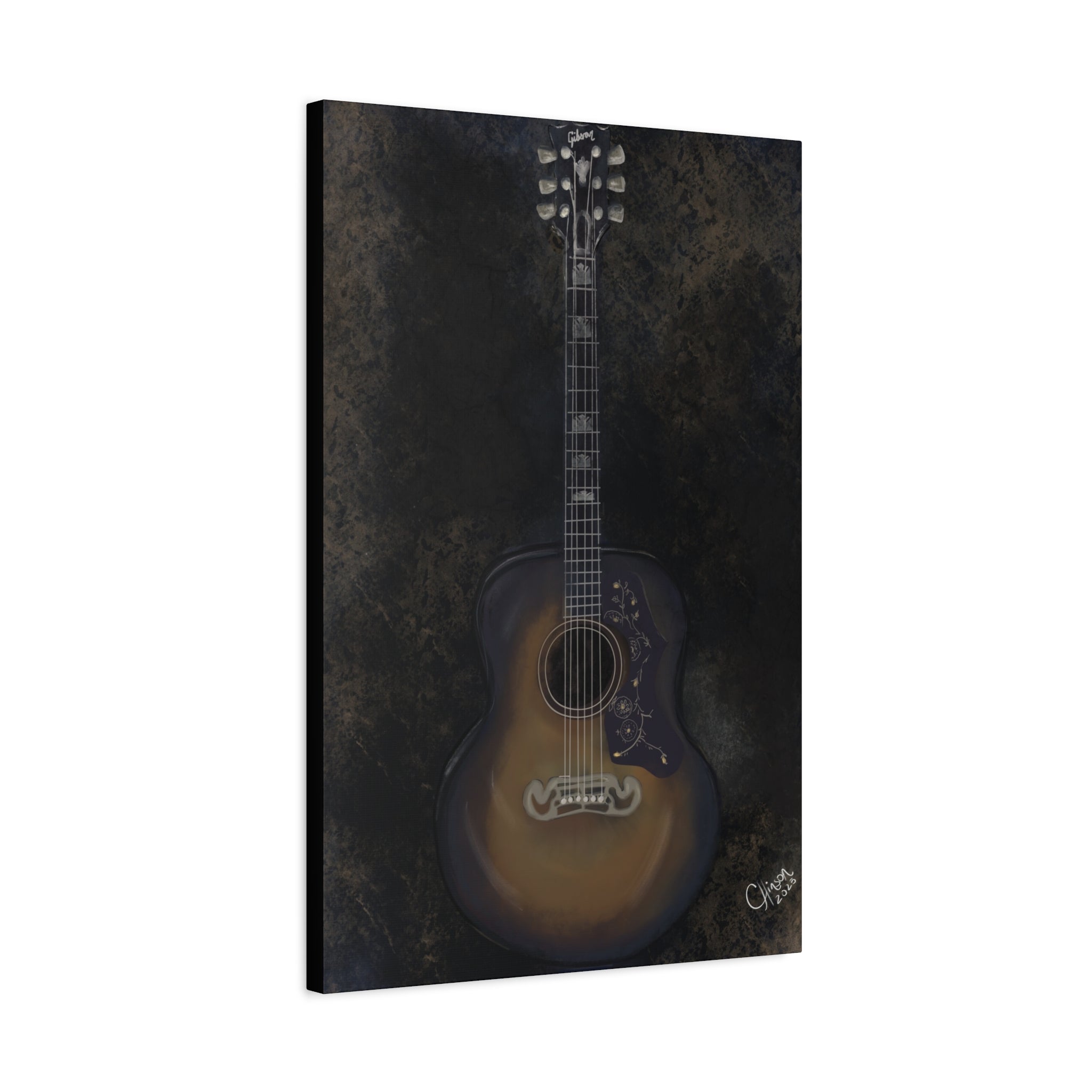 “Gibson Guitar” – Canvas Print of Artwork by Christy Hinson