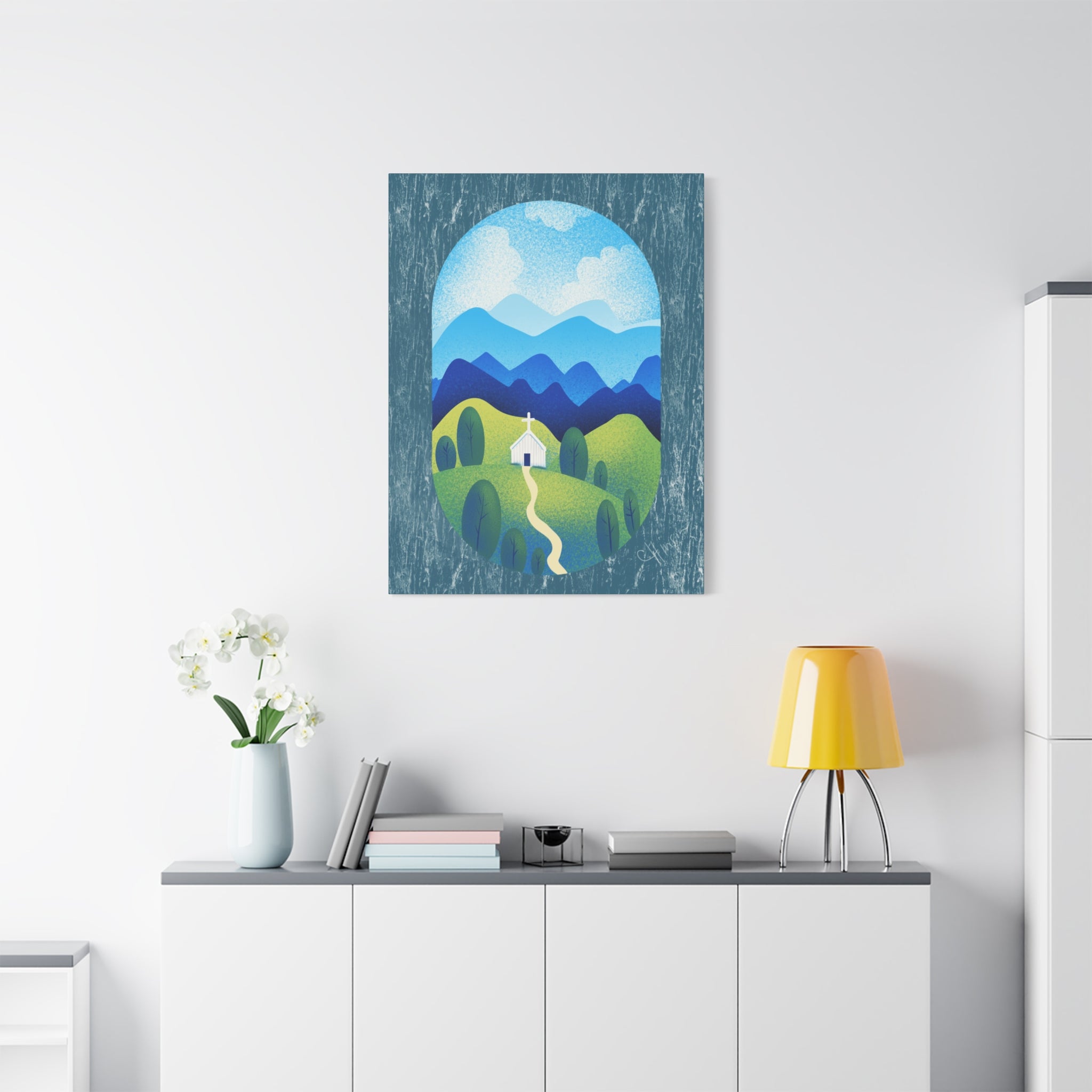 Faith in the Valley – Scenic Church Canvas Wall Art