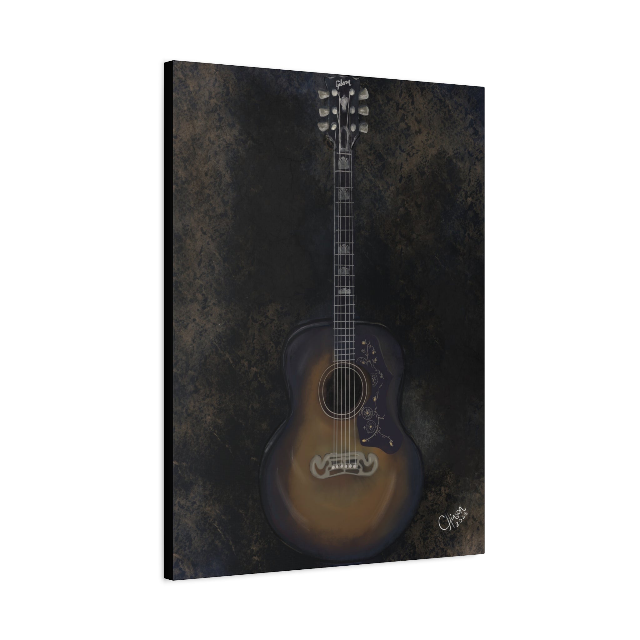“Gibson Guitar” – Canvas Print of Artwork by Christy Hinson
