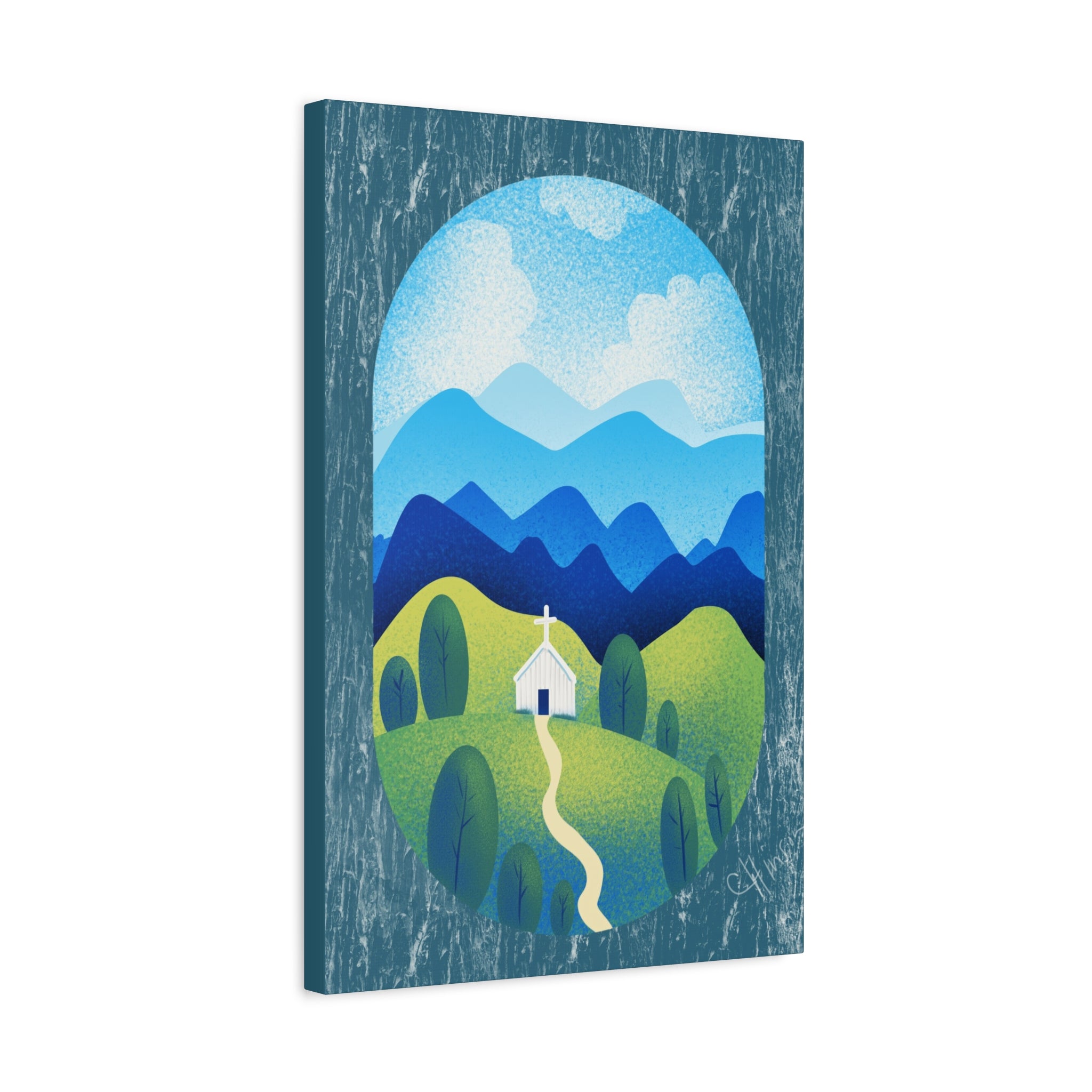 Faith in the Valley – Scenic Church Canvas Wall Art