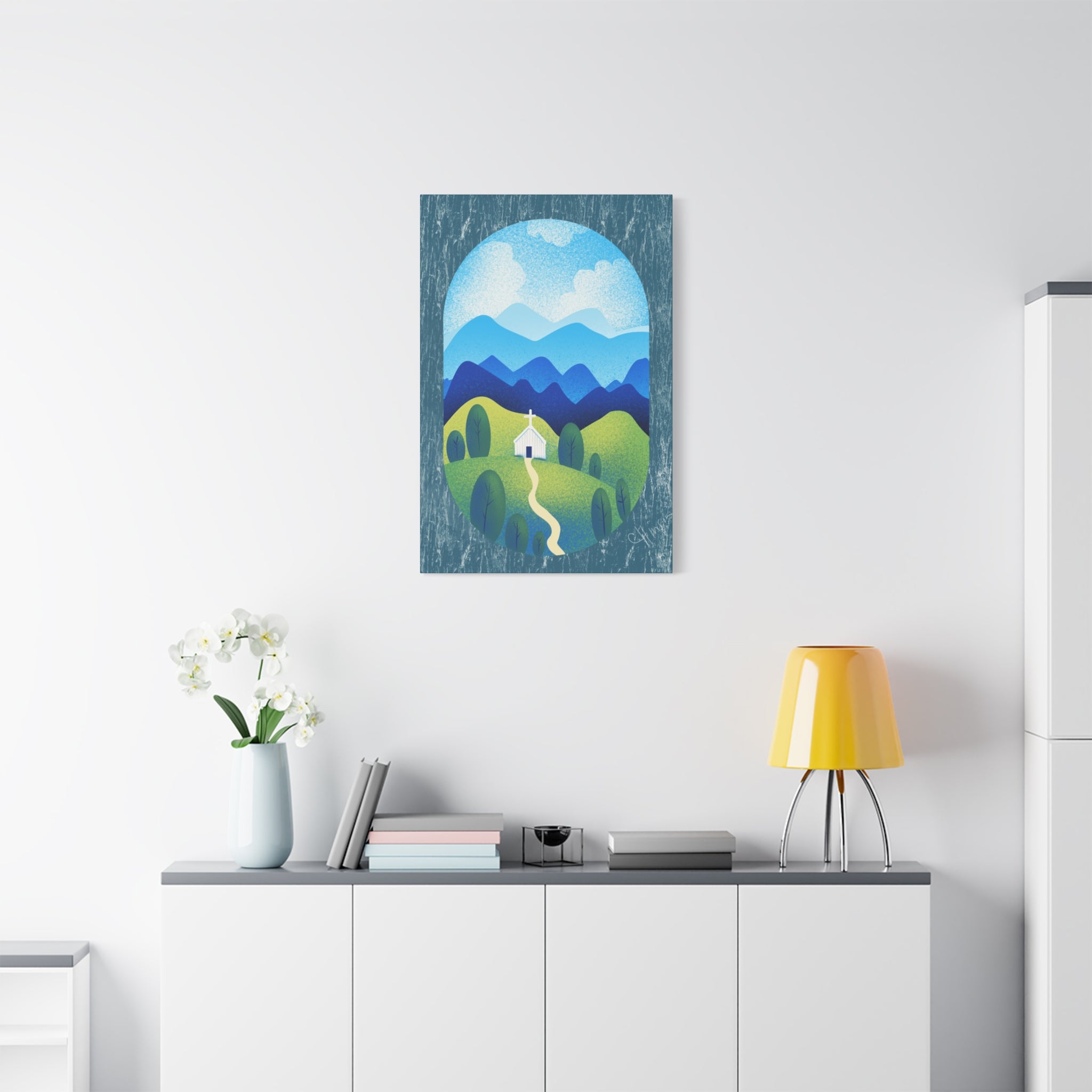 Faith in the Valley – Scenic Church Canvas Wall Art