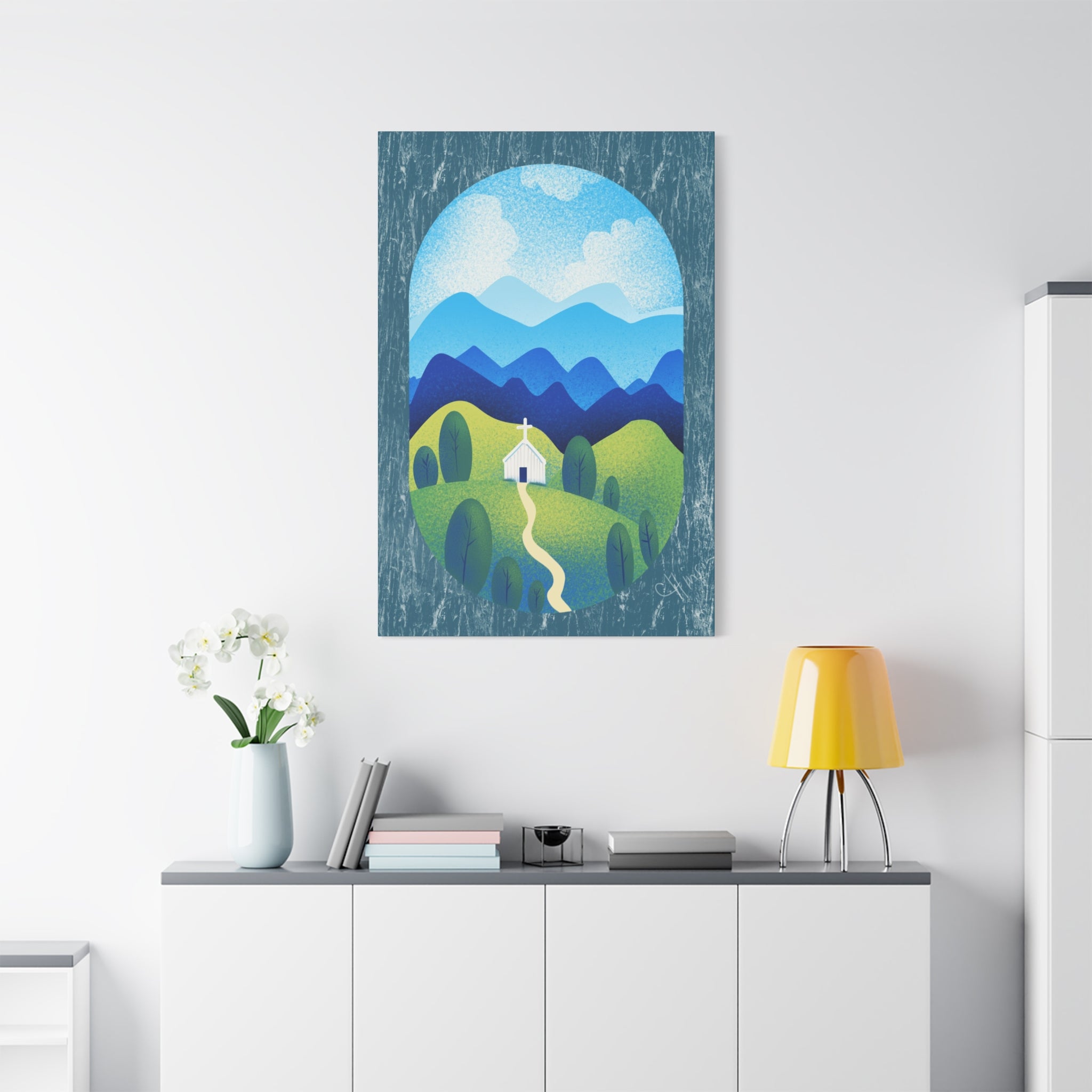Faith in the Valley – Scenic Church Canvas Wall Art