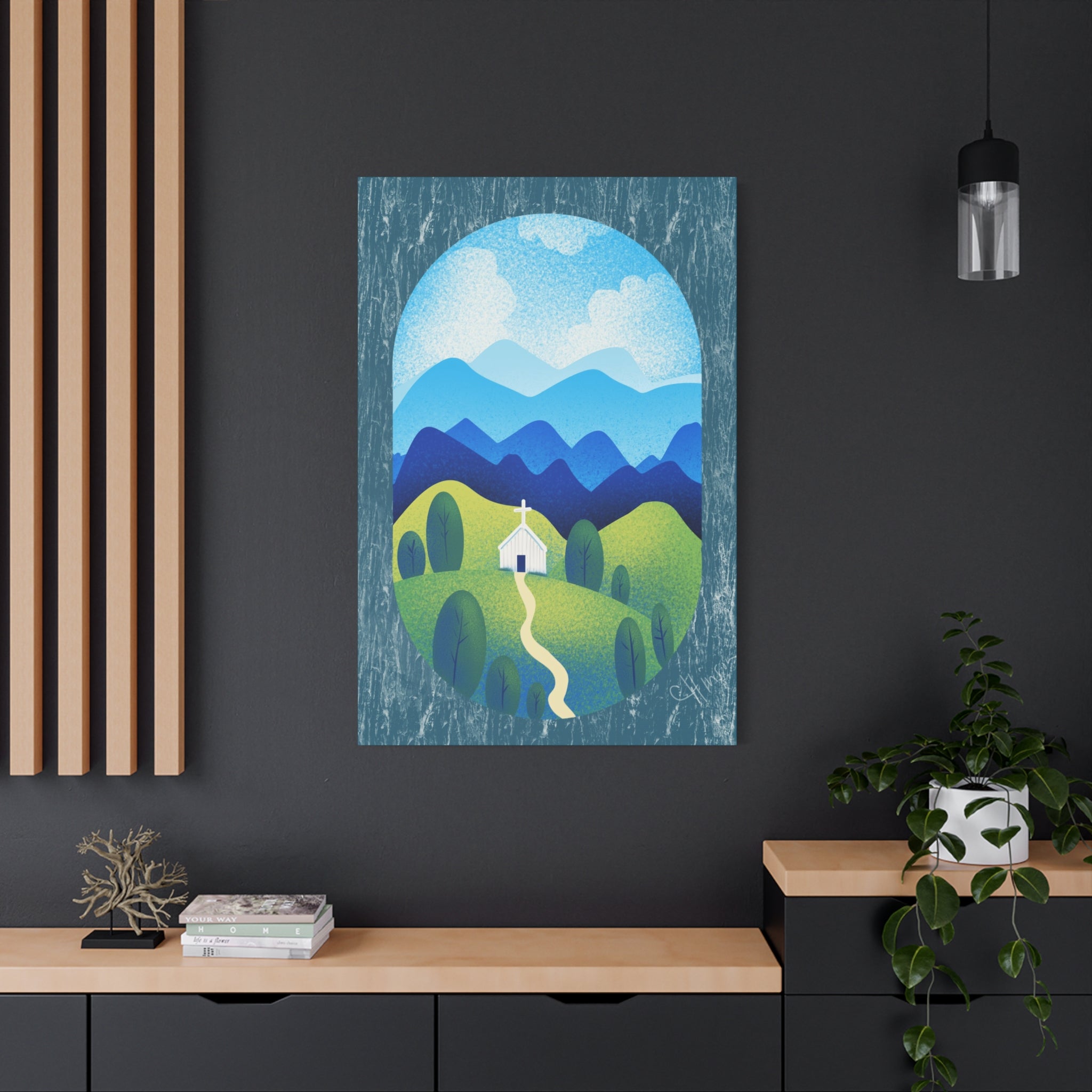 Faith in the Valley – Scenic Church Canvas Wall Art