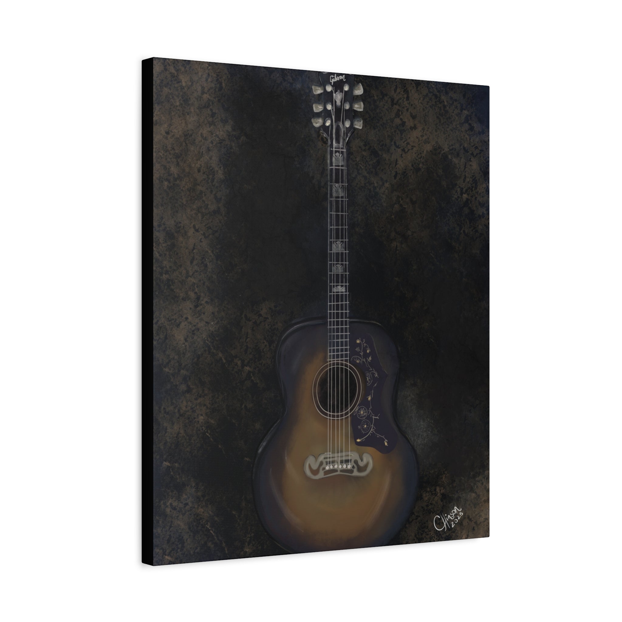 “Gibson Guitar” – Canvas Print of Artwork by Christy Hinson