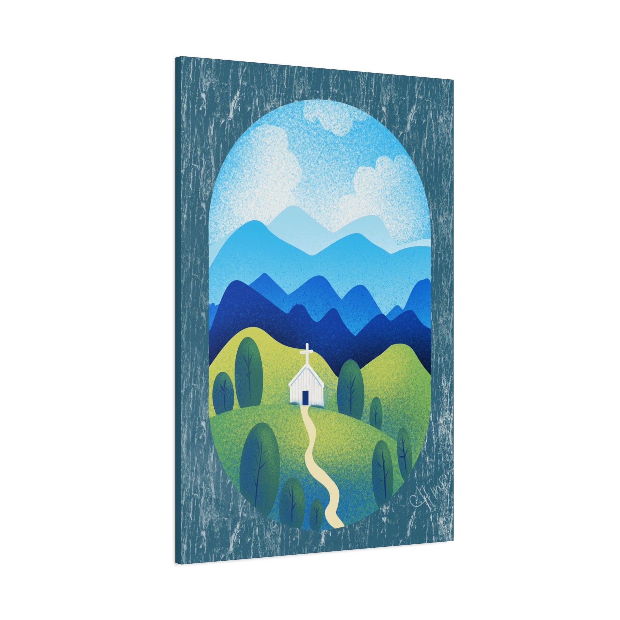 Faith in the Valley – Scenic Church Canvas Wall Art